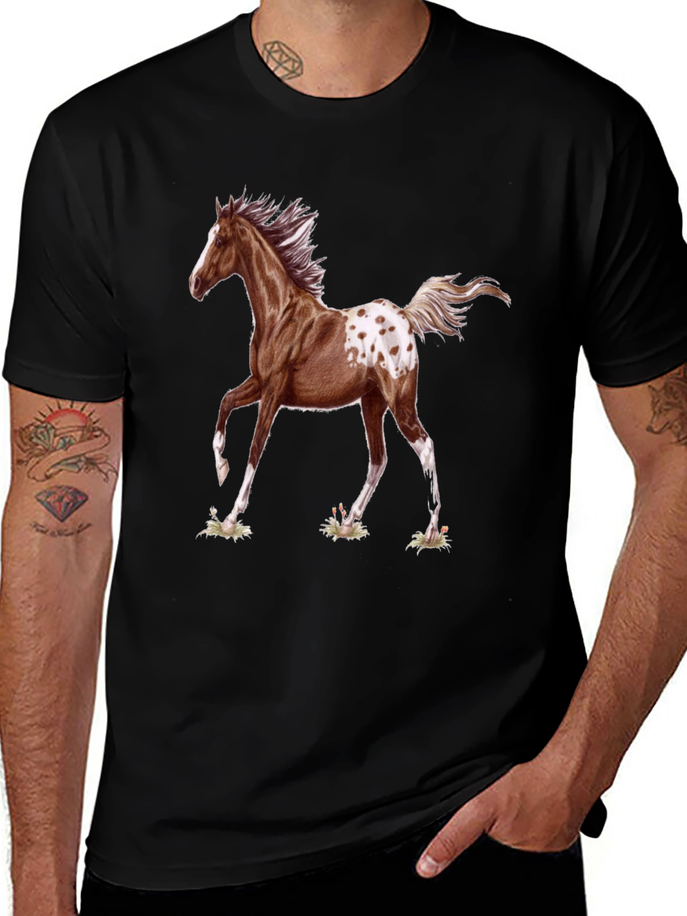 Variant 3 of Horse Graphic Tee - Men's Black Short Sleeve T-Shirt