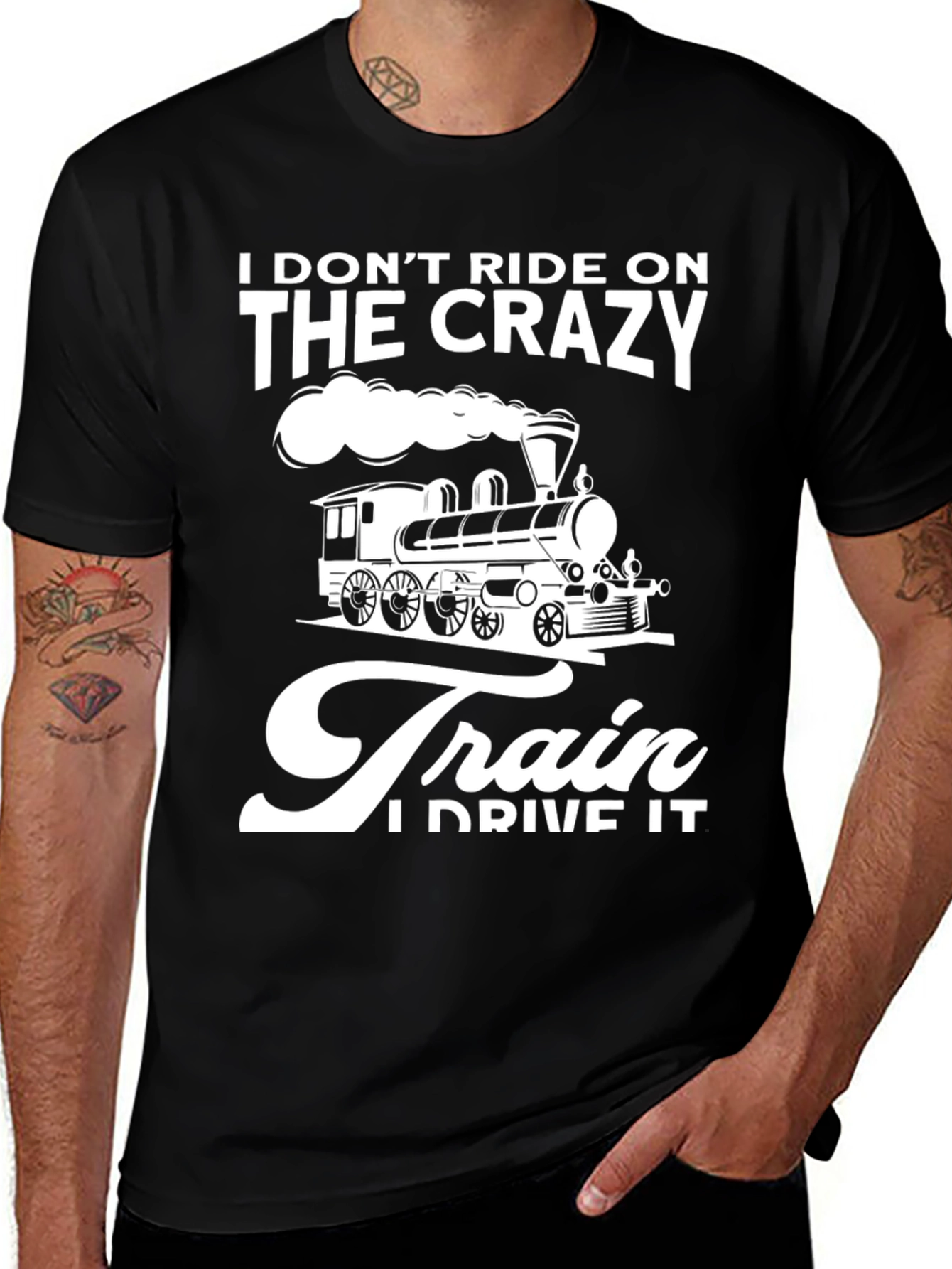 Crazy Train Driver T-Shirt - Black Cotton