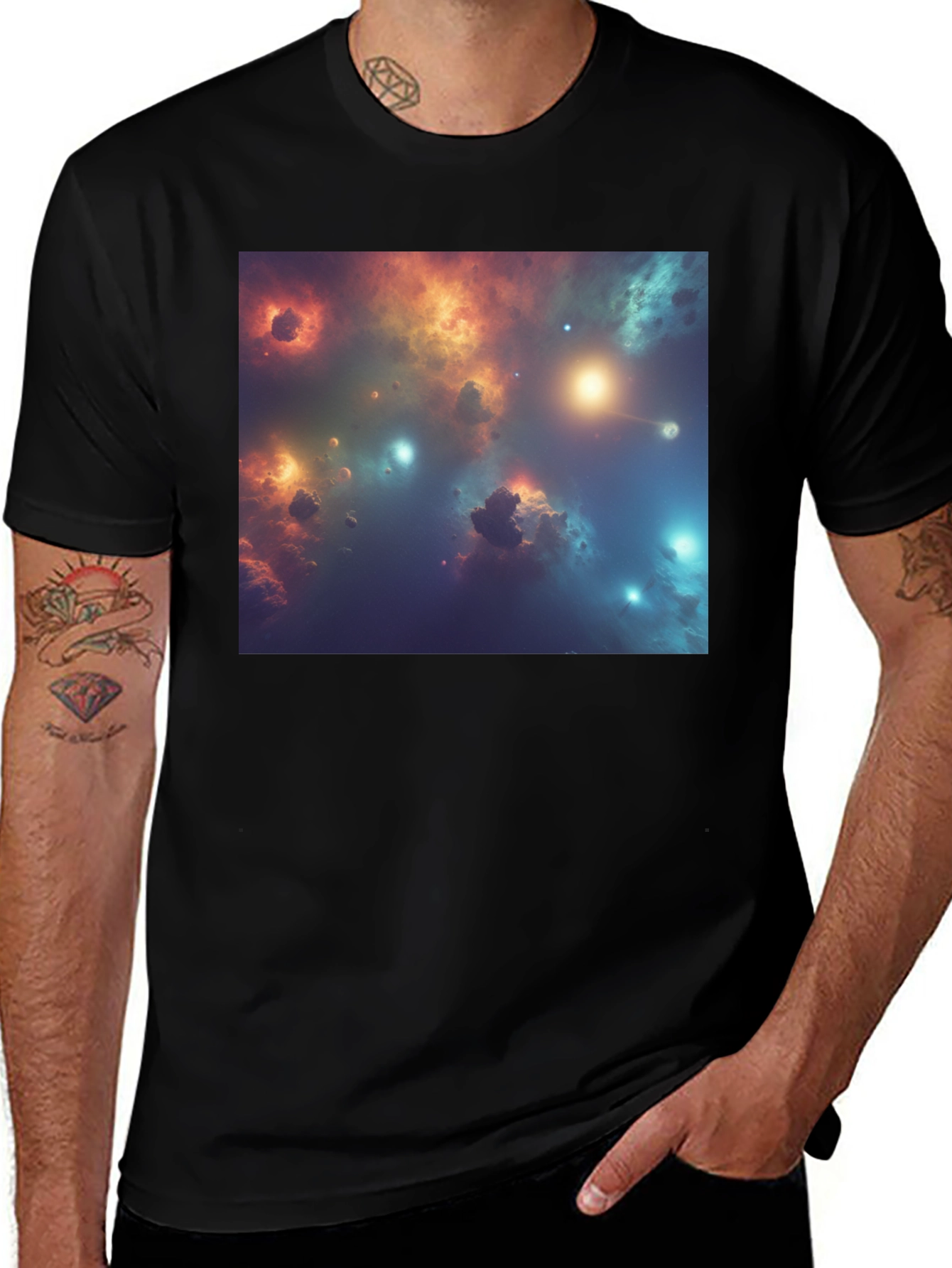 Variant 24 of Nebula Print Black T-Shirt