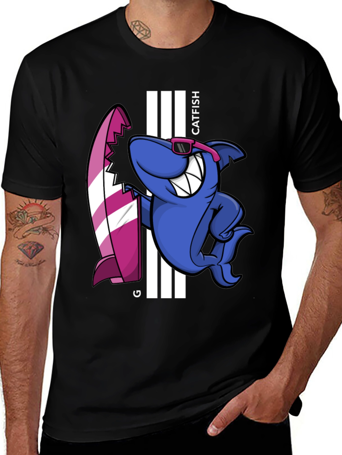 Variant 13 of Catfish Surf T-Shirt - Funky Graphic Tee