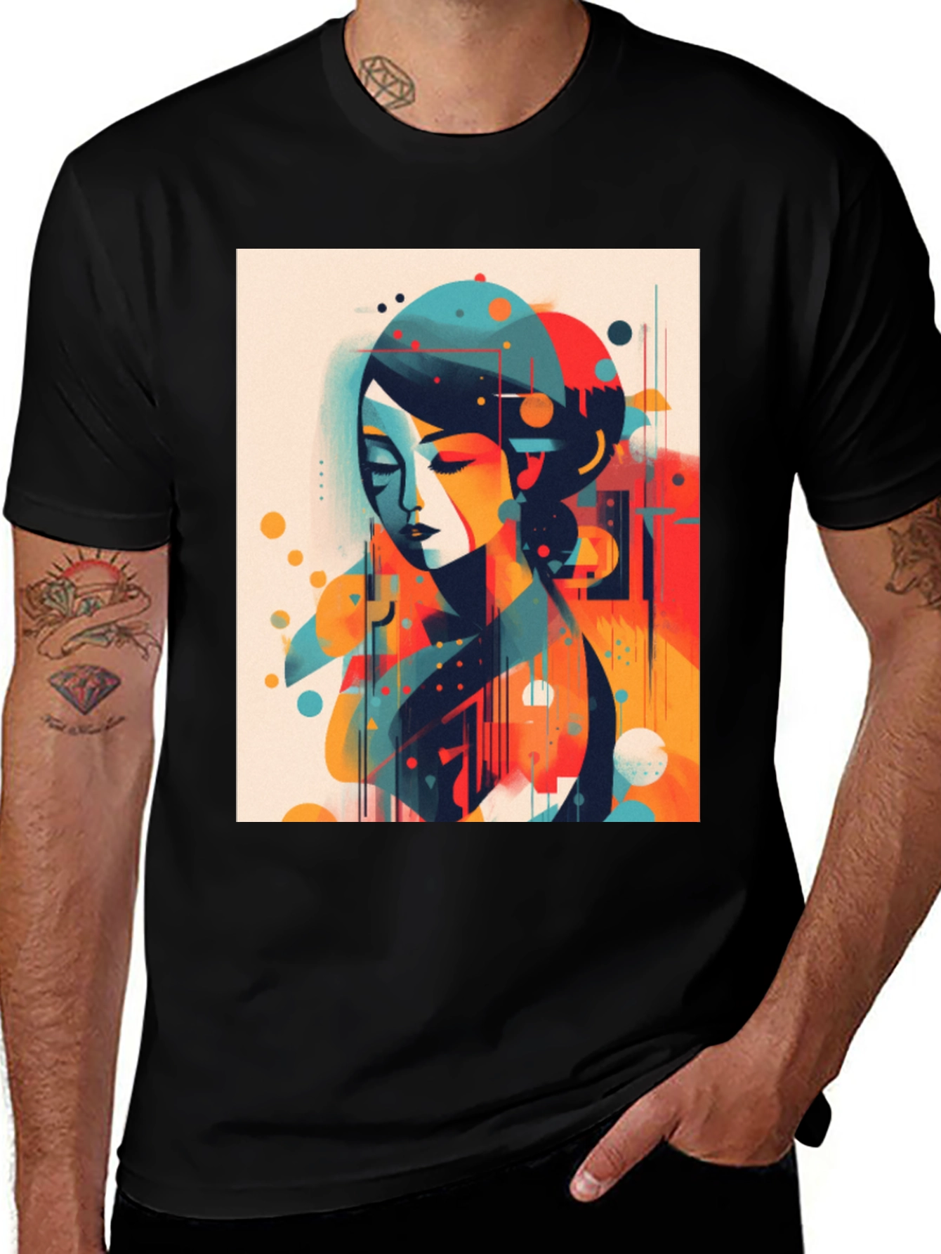 Variant 20 of Abstract Woman Graphic Tee - Modern Art Shirt