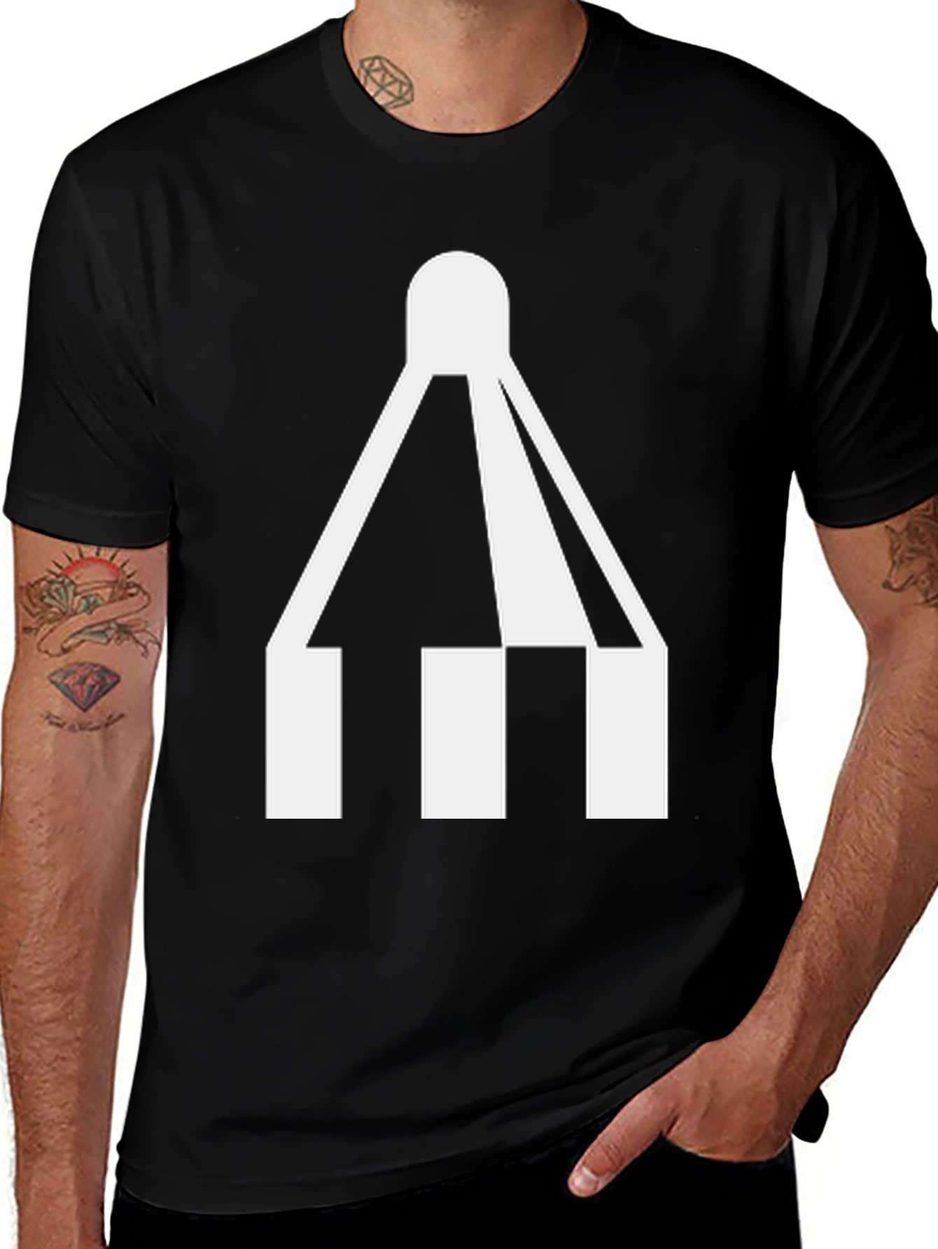 Variant 29 of Geometric Tent Graphic T-Shirt - Bold Black Tee