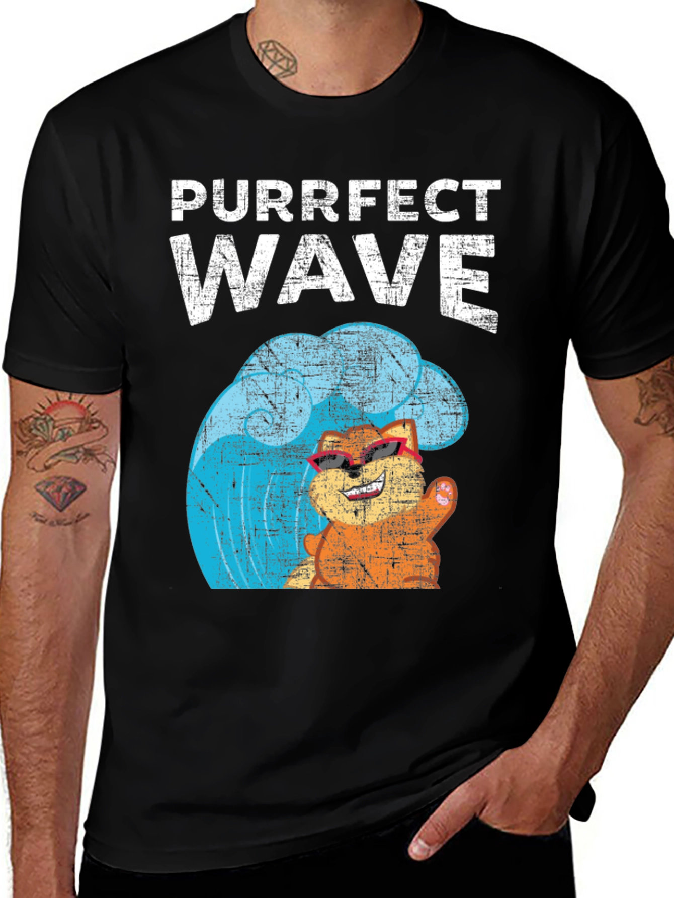 Purrfect Wave Cat T-Shirt - Surfing Cat