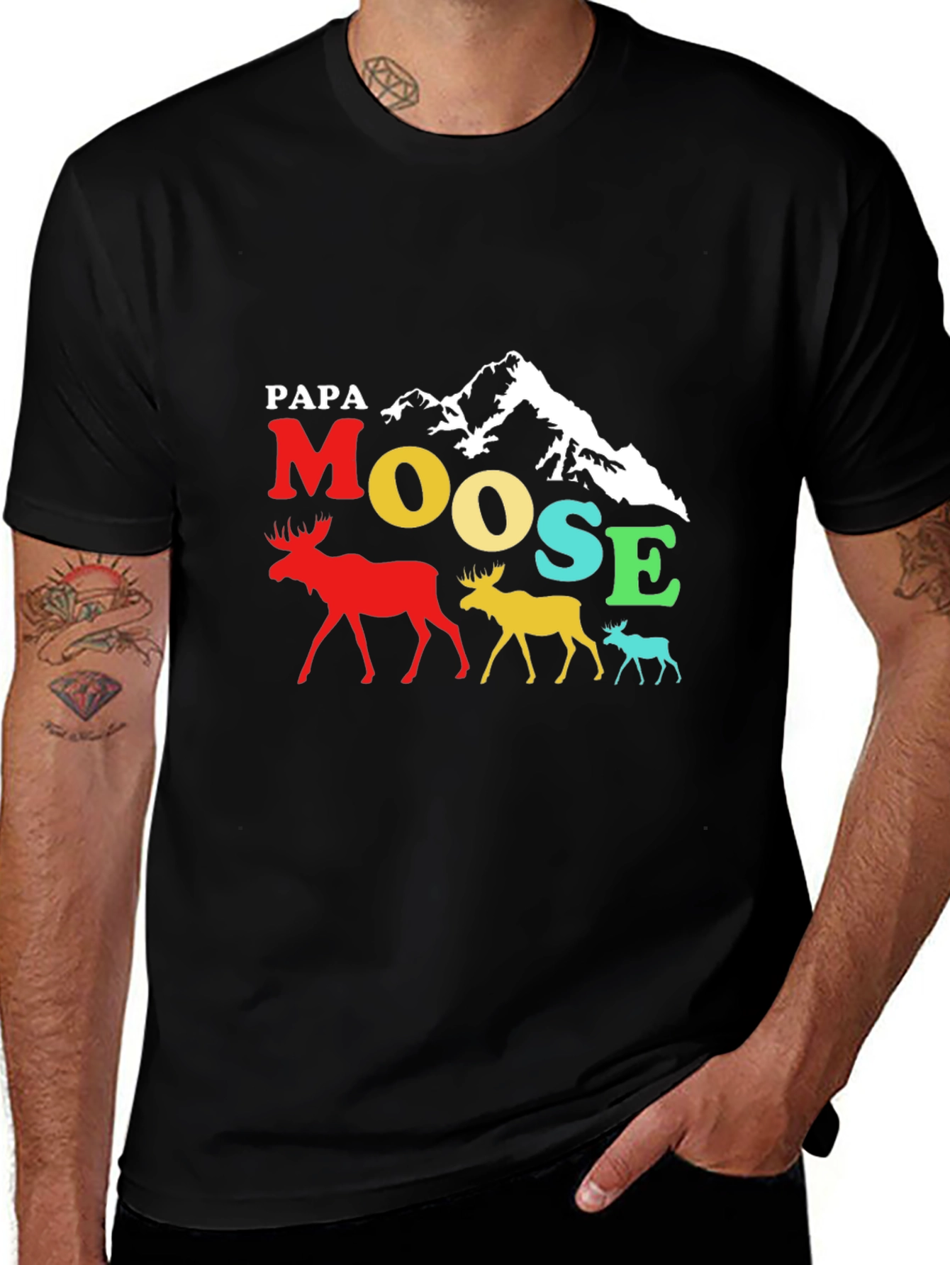 Papa Moose T-Shirt - Family Mountain Design Tee