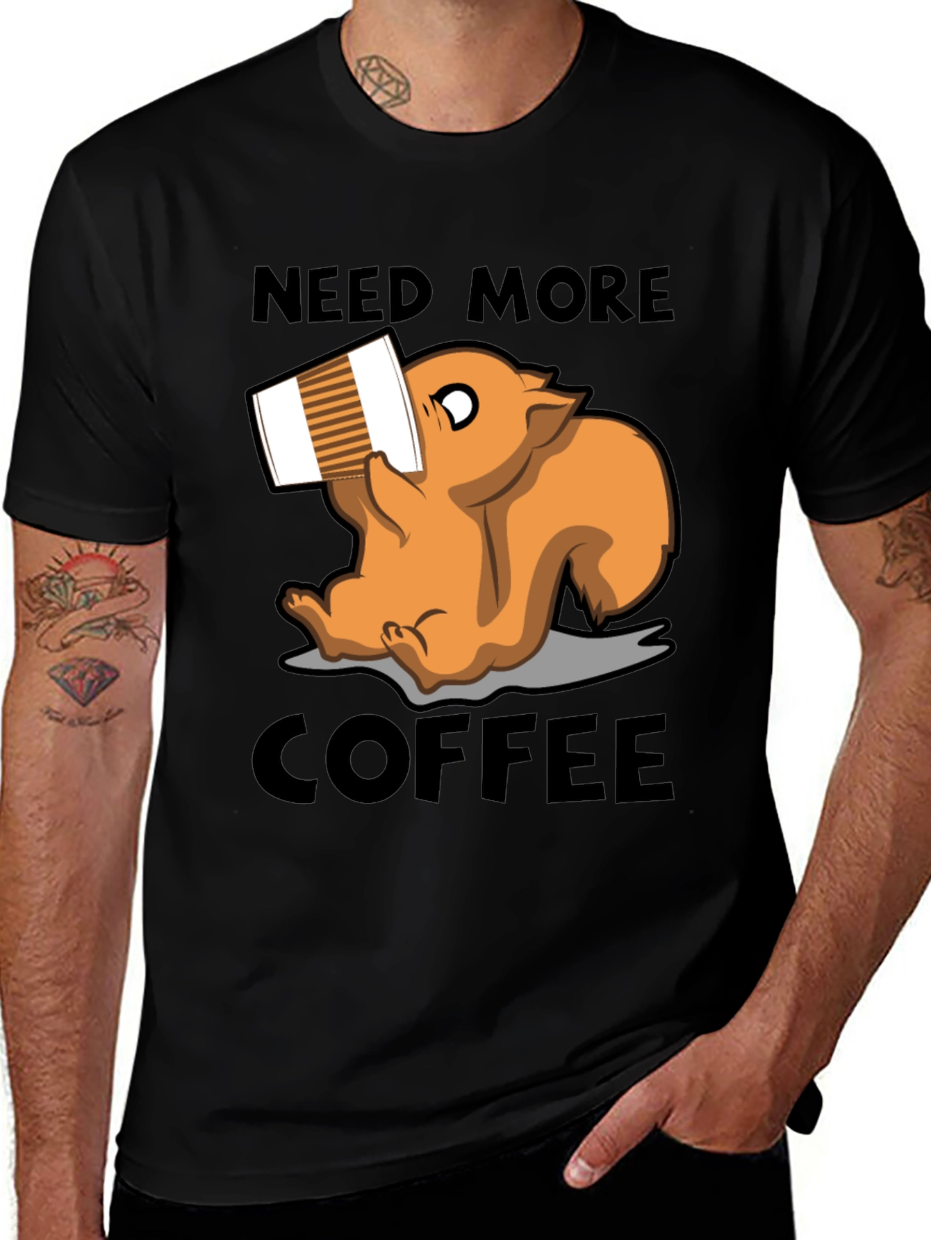 Variant 9 of Need More Coffee T-Shirt - Funny Squirrel Design