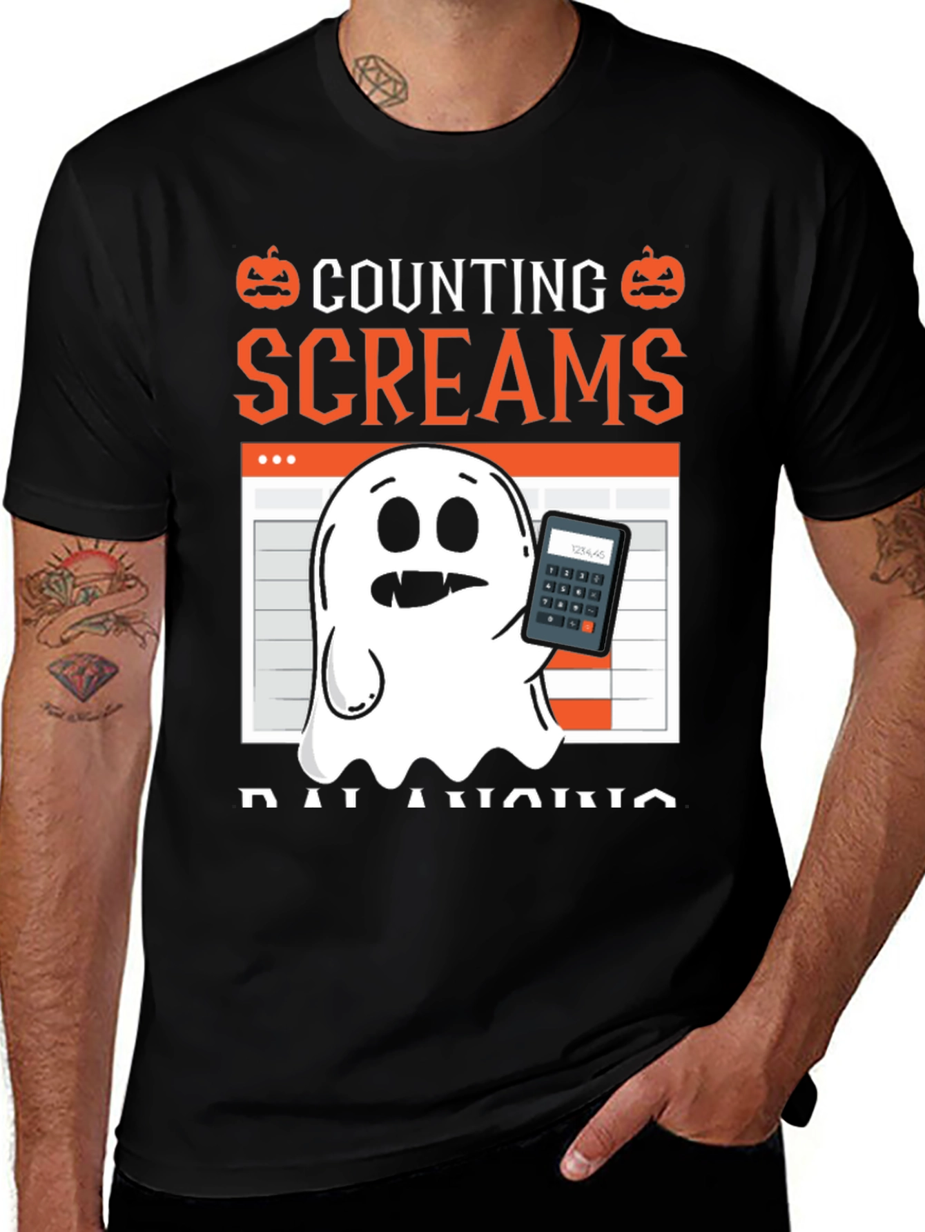 Counting Screams Balancing Halloween Accountant T-Shirt