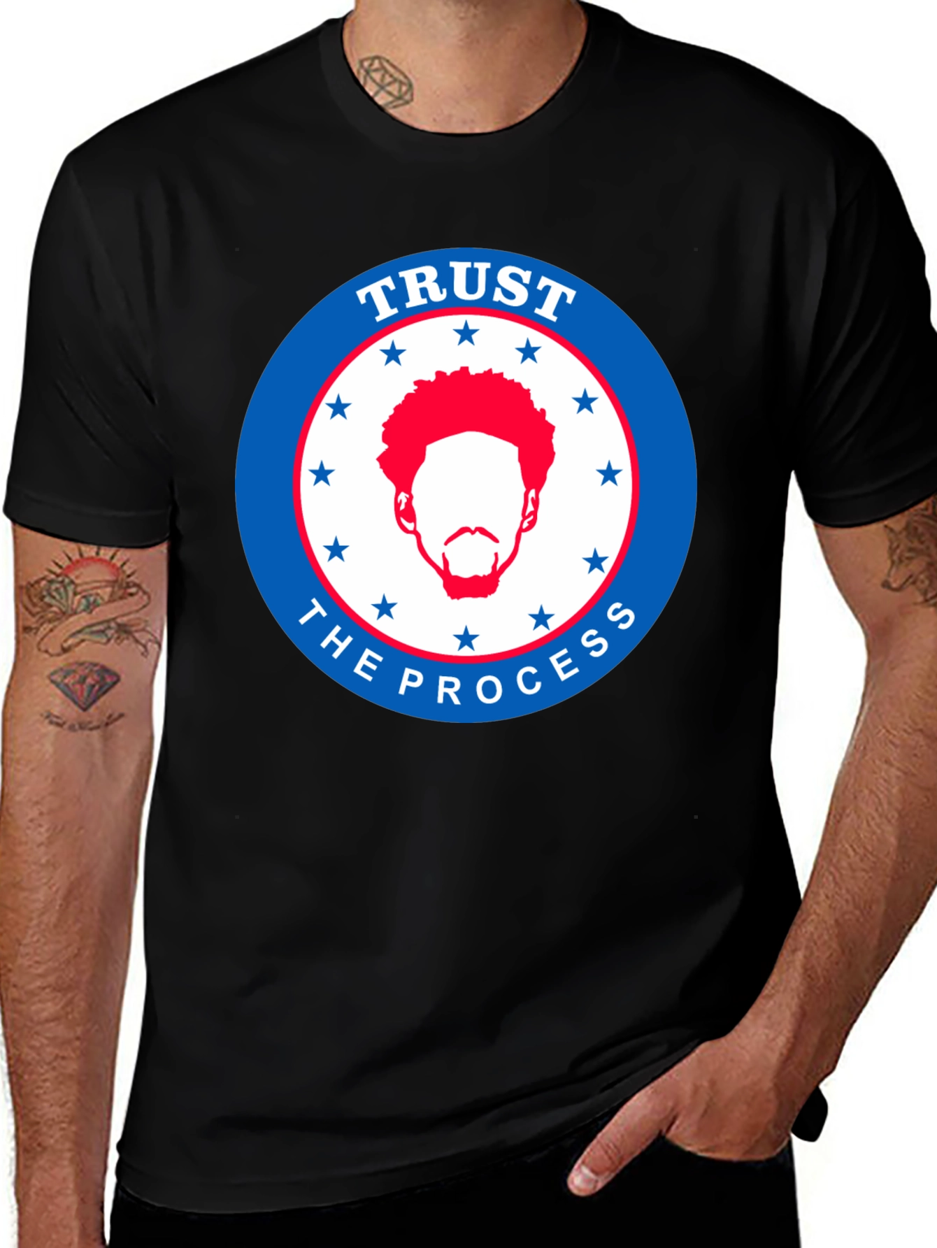 Variant 4 of Trust The Process Graphic T-Shirt - Black Cotton Tee