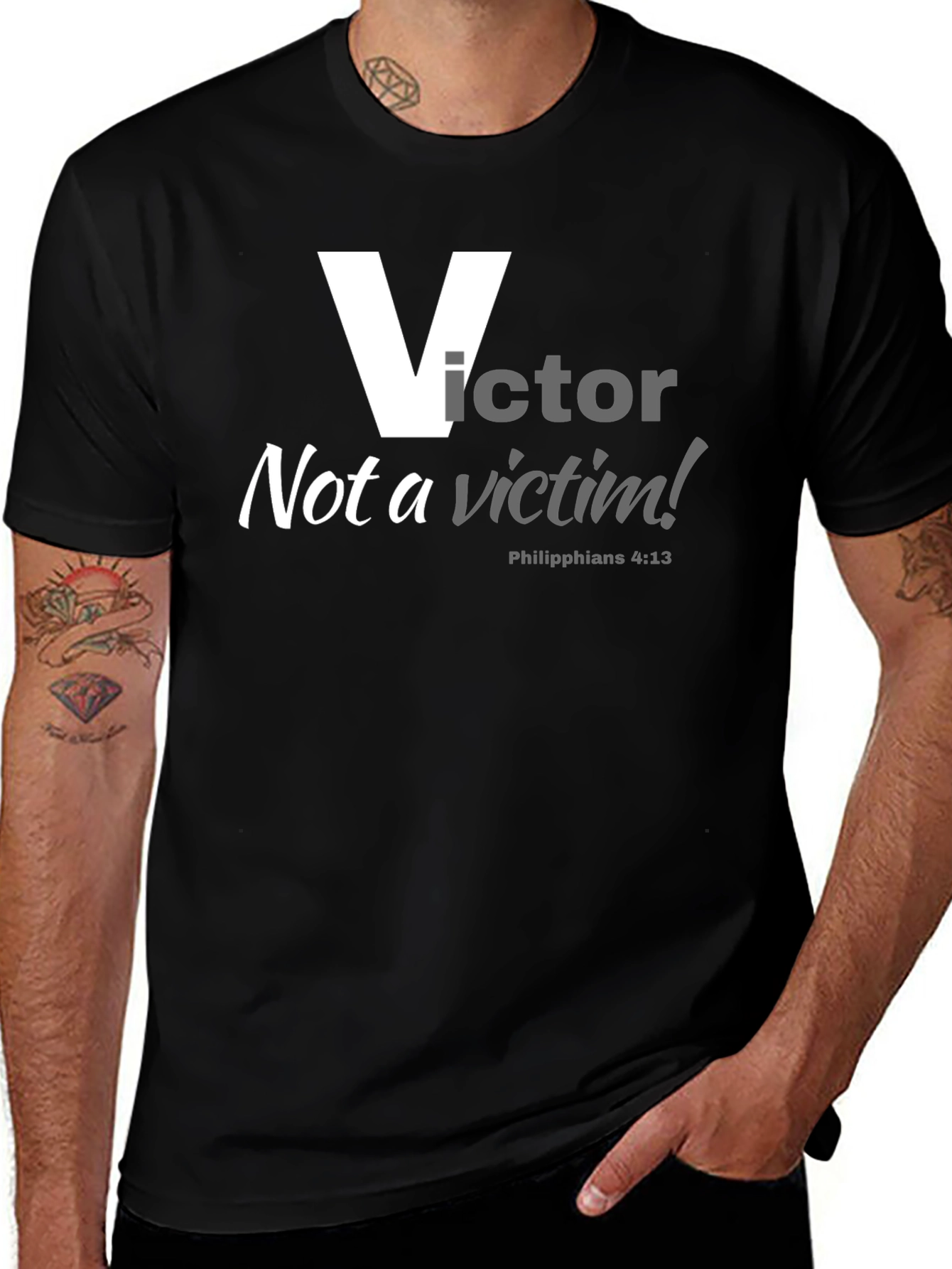 Victor Not a Victim T-Shirt Black Cotton Blend