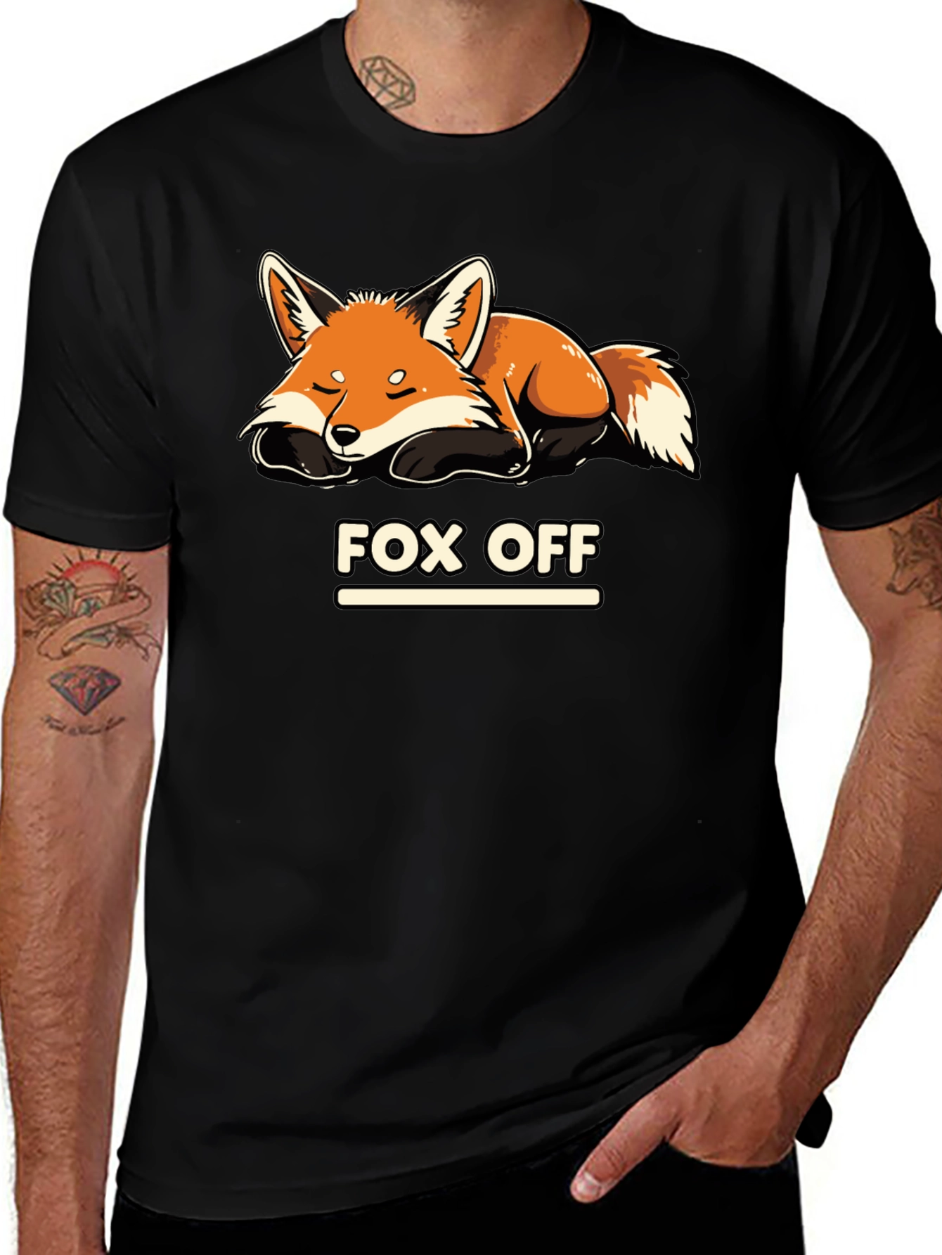 Variant 14 of Fox Off Graphic T-Shirt - Black Relaxed Fit