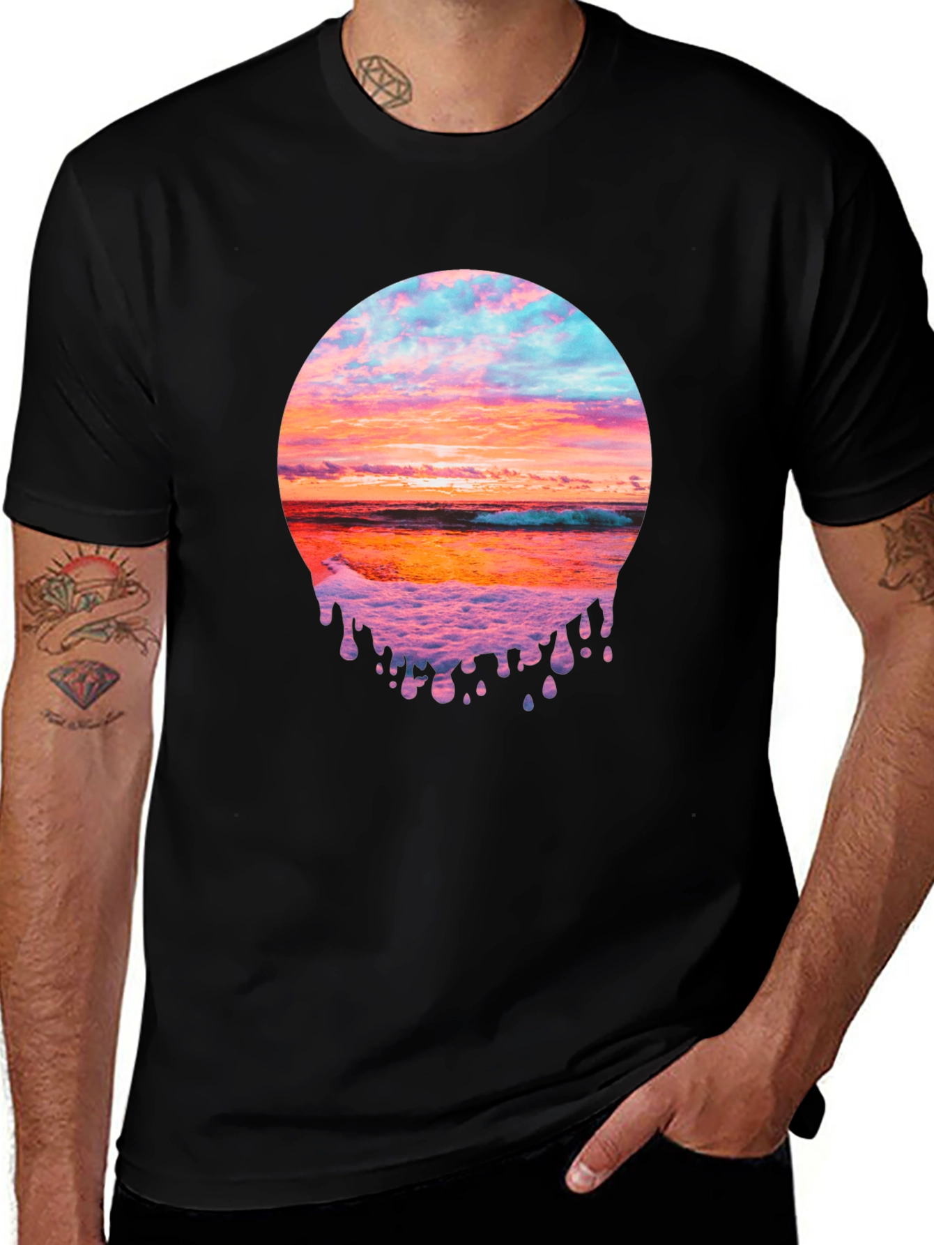 Variant 8 of Sunset Beach Graphic Tee - Black