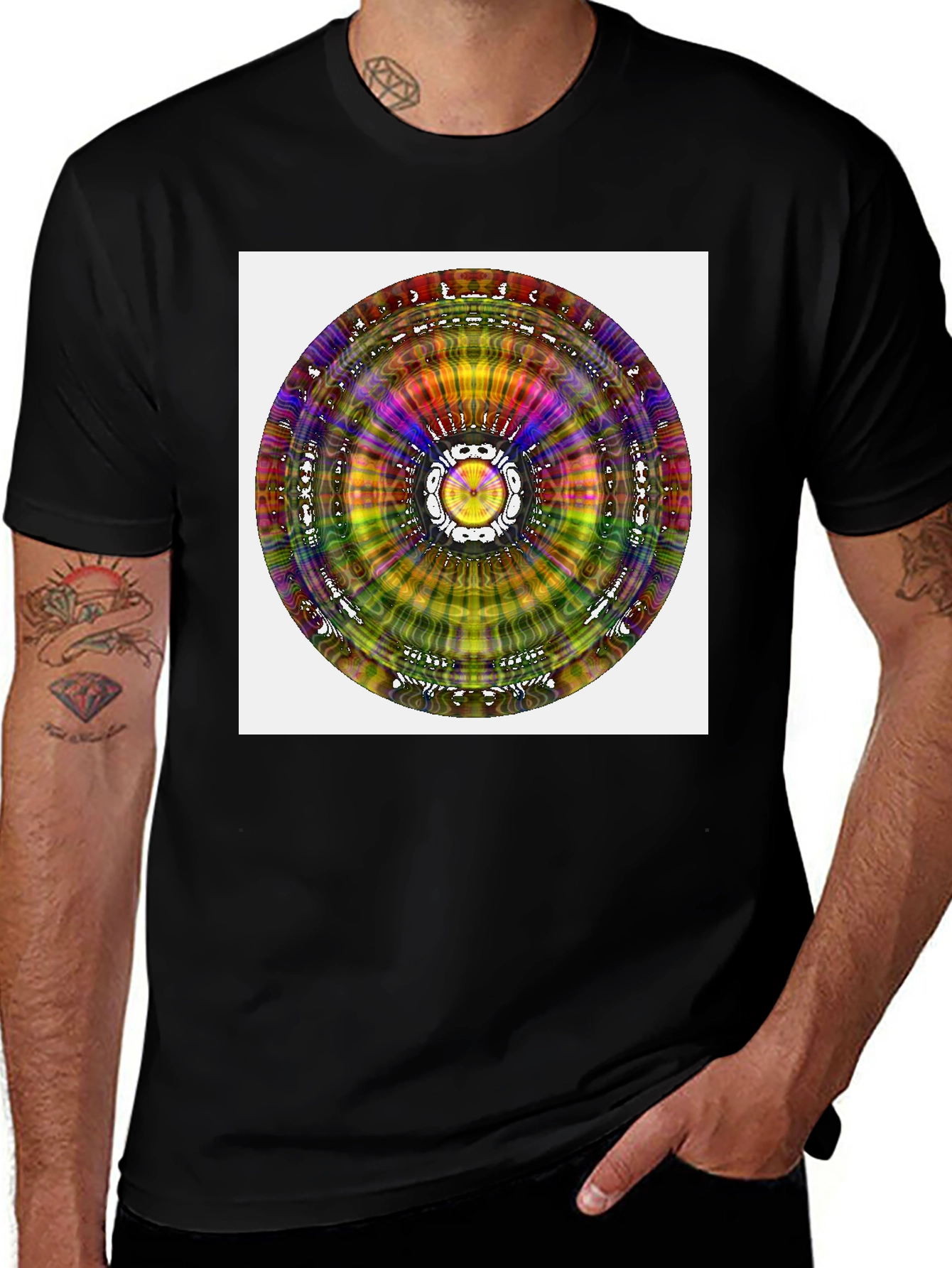 Psychedelic Mandala Graphic Black T-Shirt