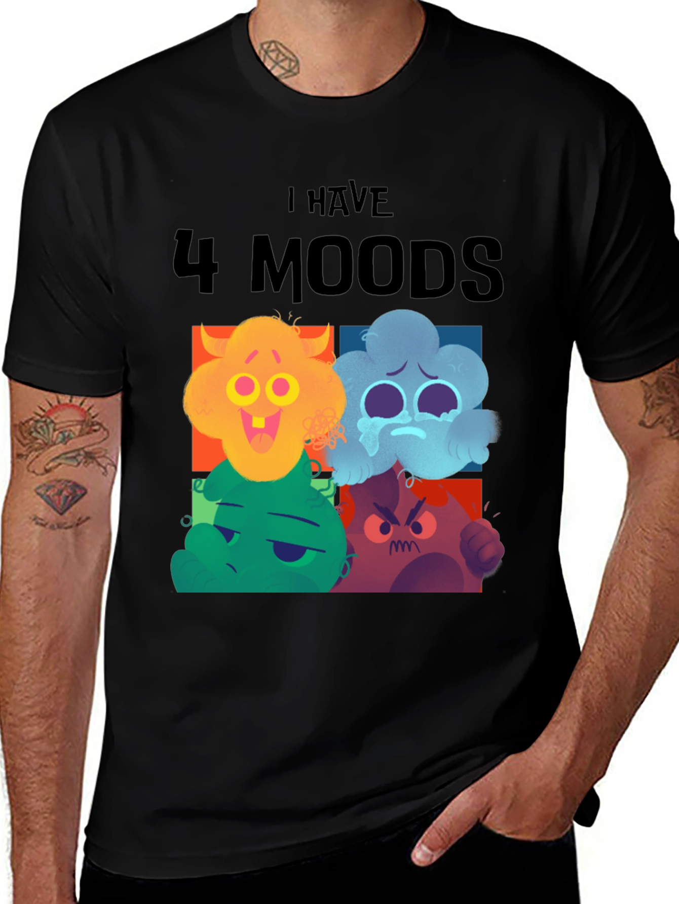 Variant 9 of 4 Moods T-Shirt - Funny Cartoon Graphic Tee
