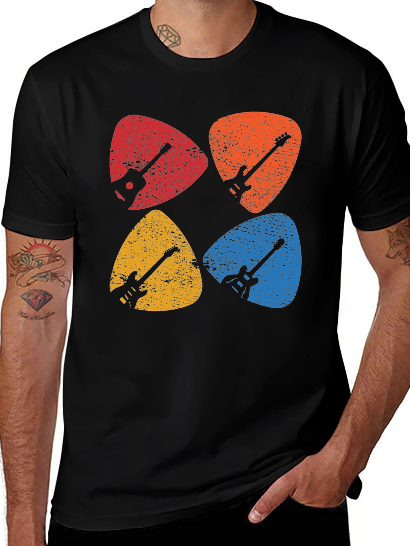 Retro Guitar Pick T-Shirt - Musician's Tee
