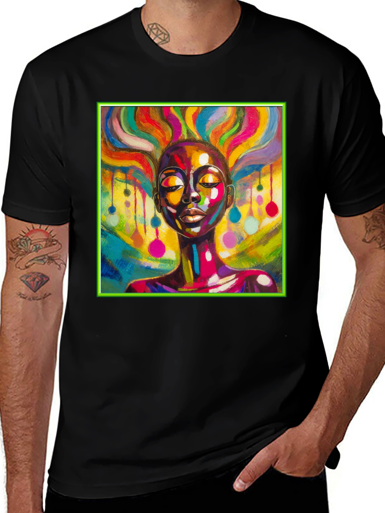 Variant 14 of Vibrant Art T-Shirt: Colorful Woman Design