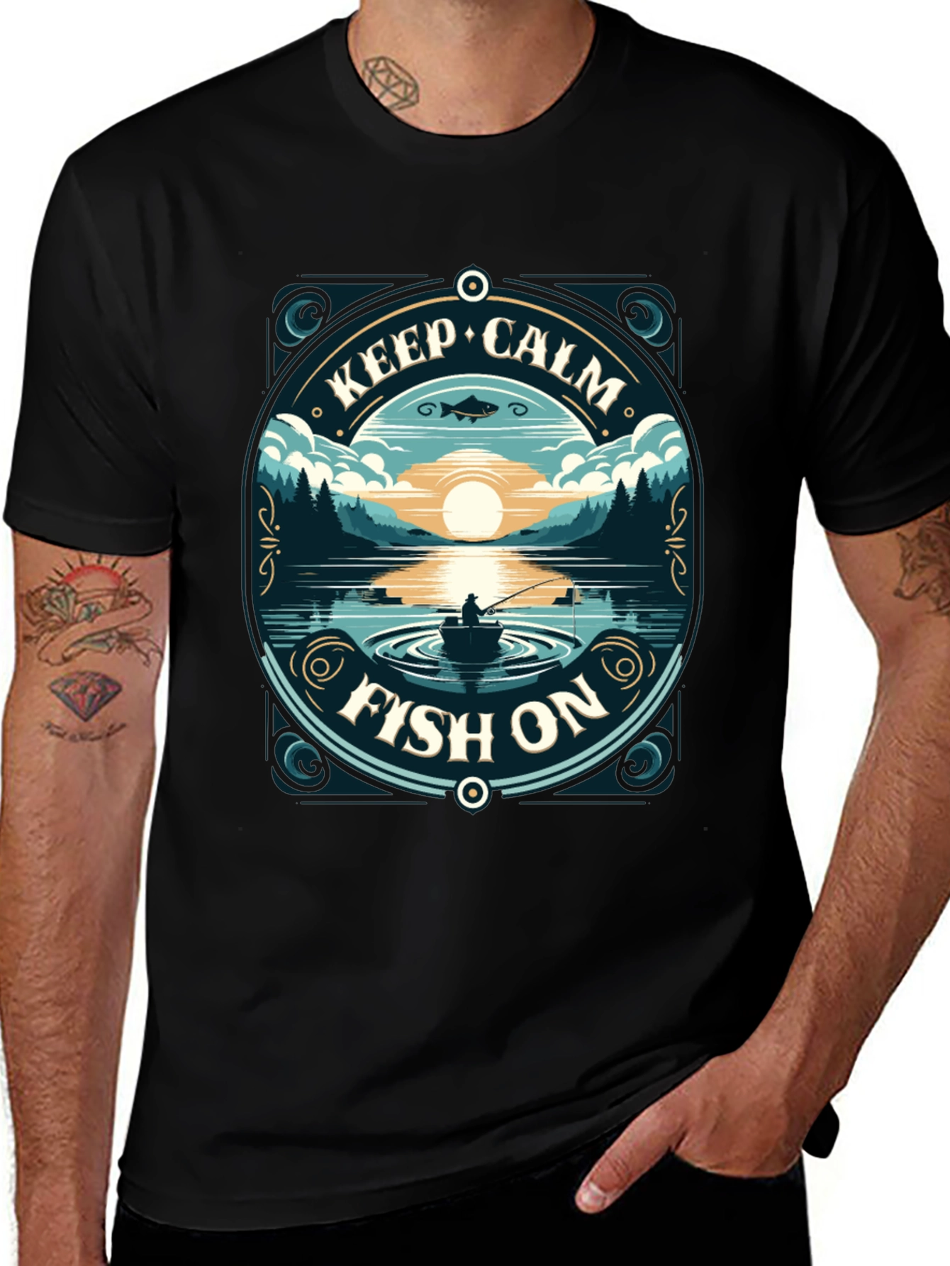 Variant 7 of Keep Calm Fish On T-Shirt