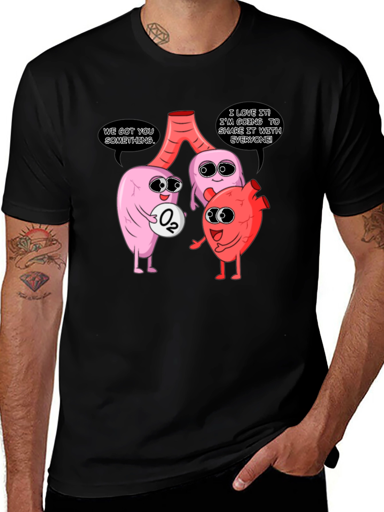 Variant 10 of Anatomical Heart & Lungs Graphic T-Shirt