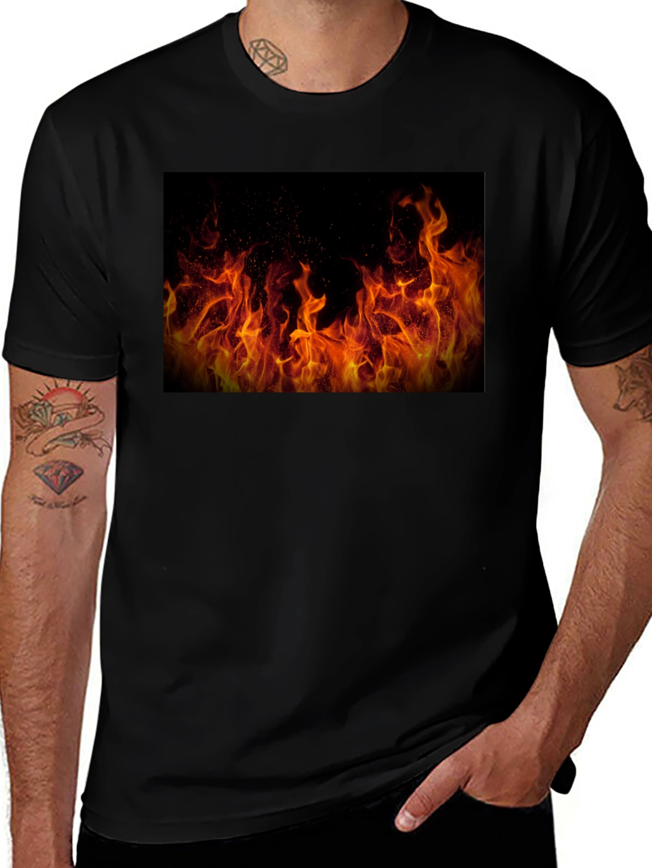 Variant 7 of Flame Graphic Black T-Shirt - Bold Statement Tee
