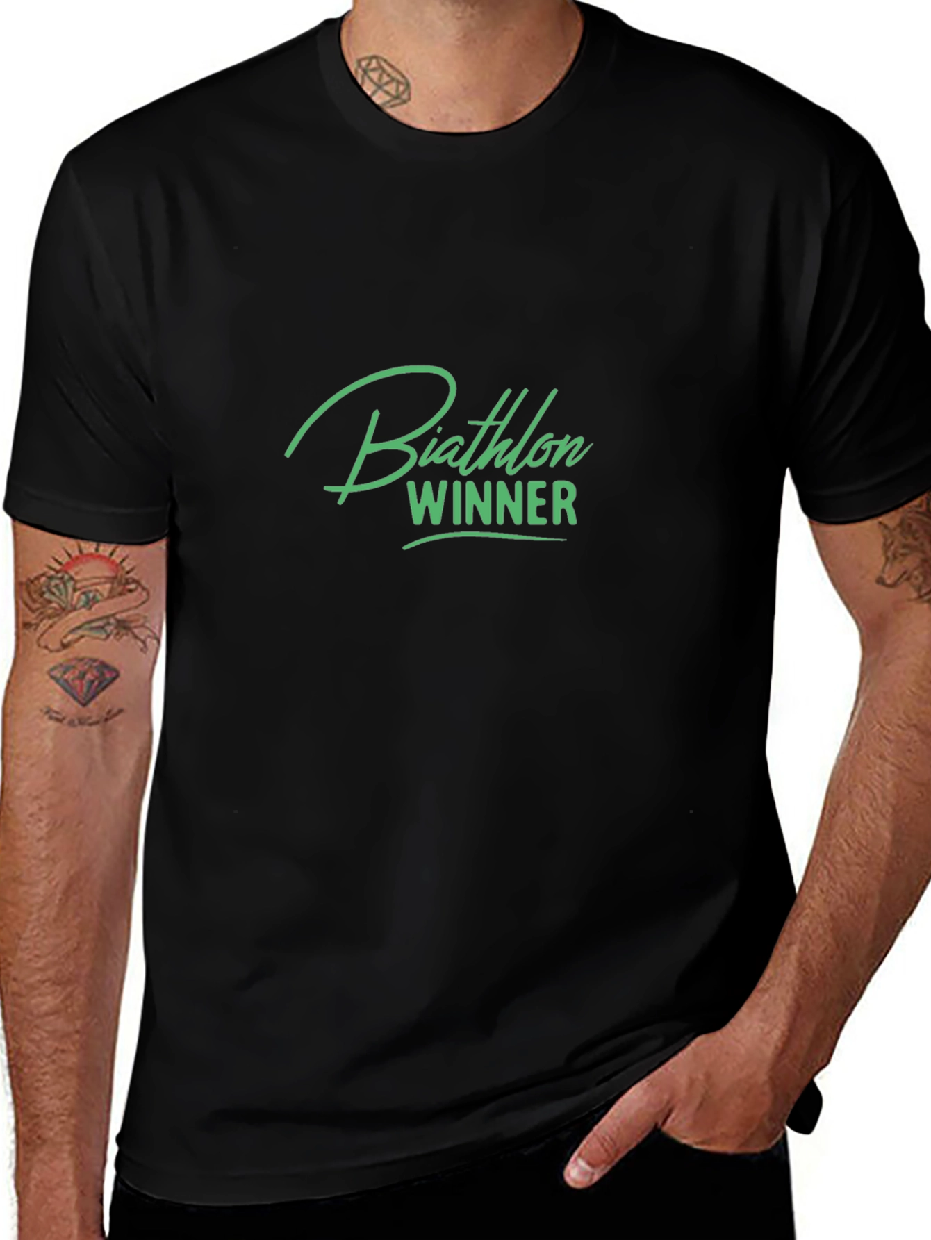 Variant 3 of Biathlon Winner Graphic T-Shirt - Sporty Menswear