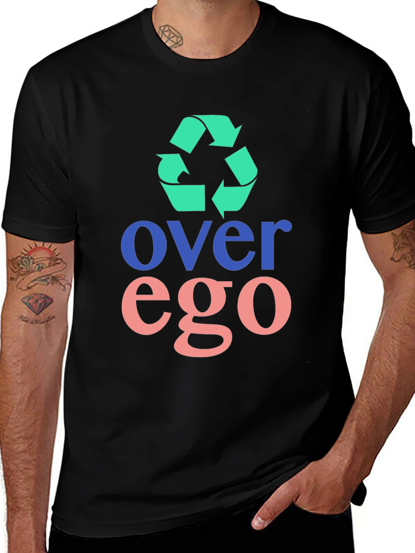 Variant 27 of Eco-Conscious 'Over Ego' Graphic T-Shirt