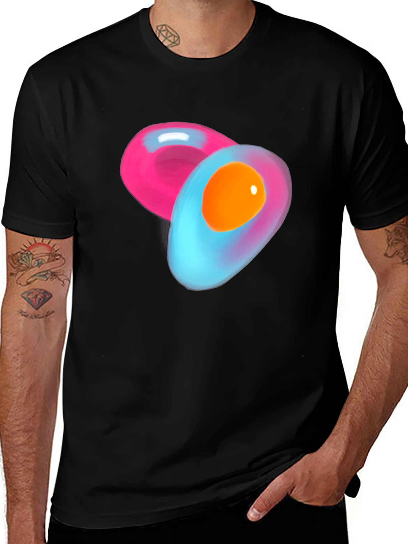 Variant 19 of Abstract Egg Design Black Cotton T-Shirt