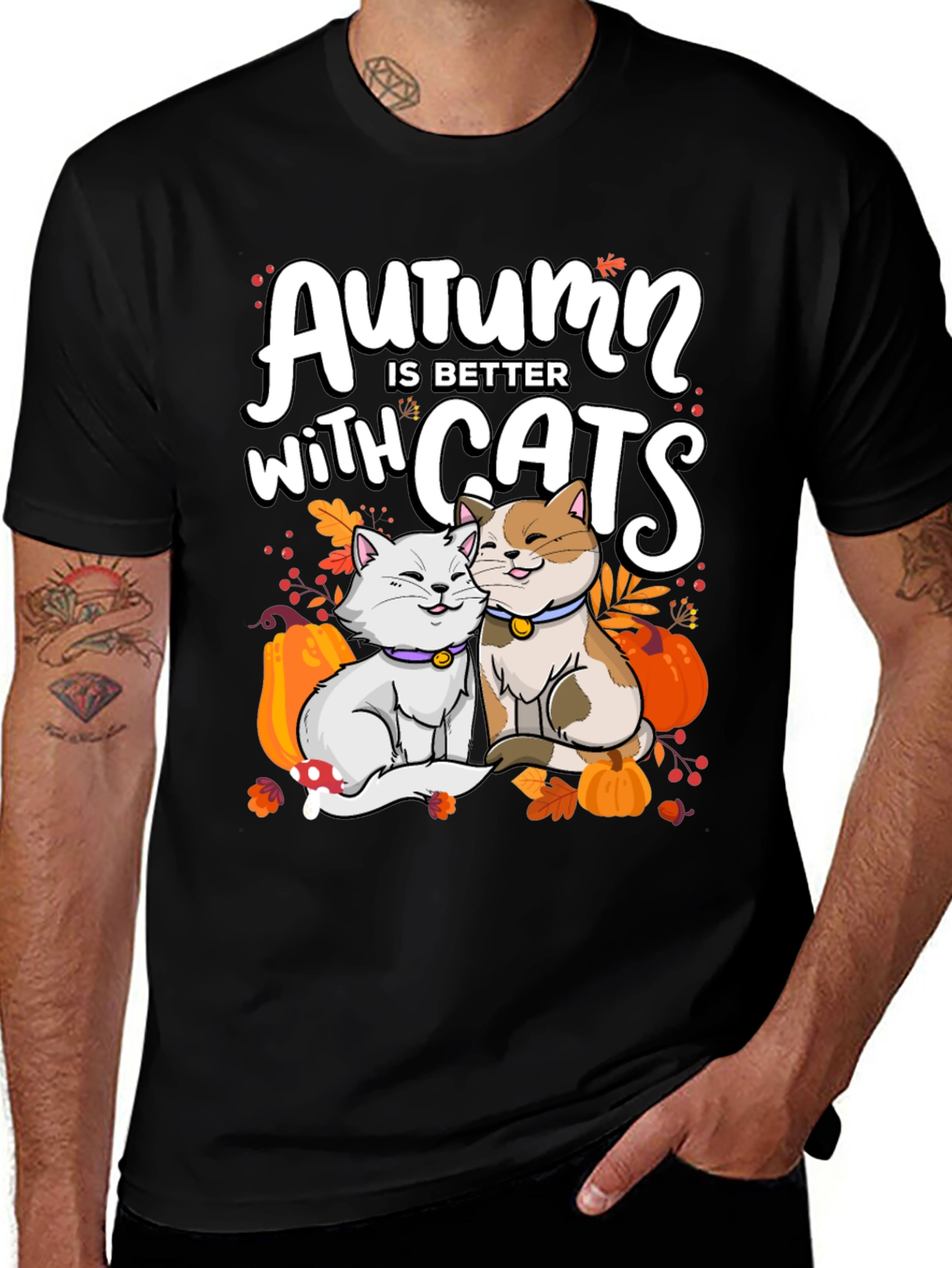 Variant 19 of Autumn Cats T-Shirt - Cute Fall Graphic Tee