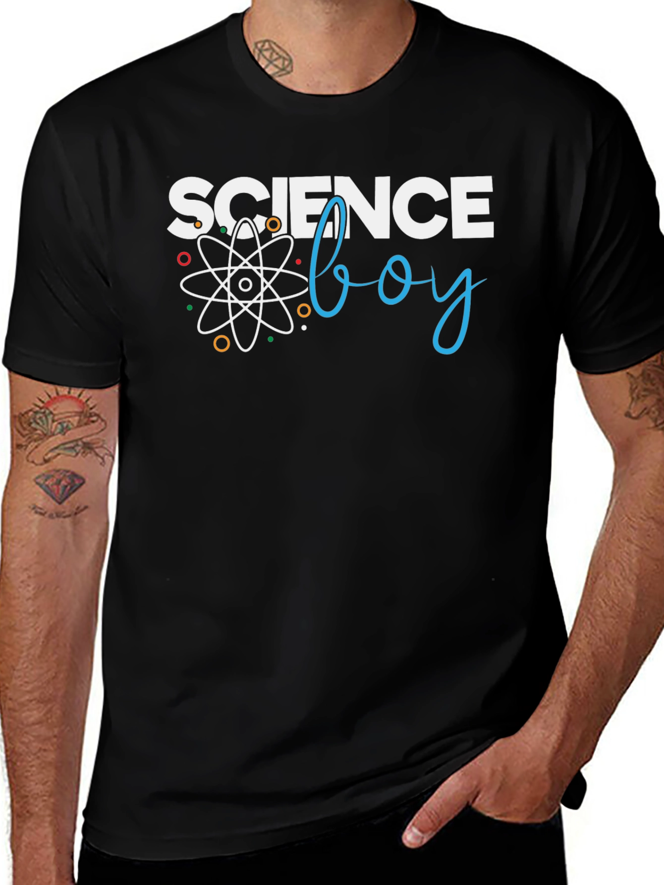 Variant 8 of Science Boy Graphic T-Shirt - Black Cotton Tee