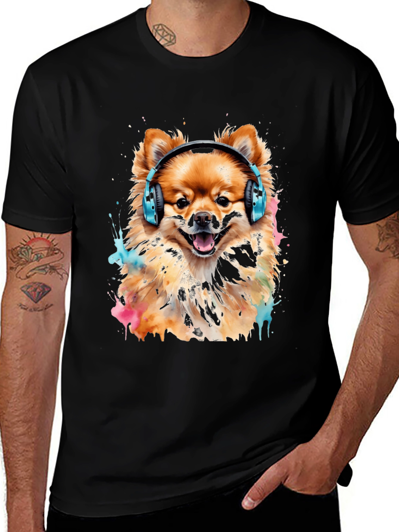 Variant 10 of Dog with Headphones Graphic T-Shirt