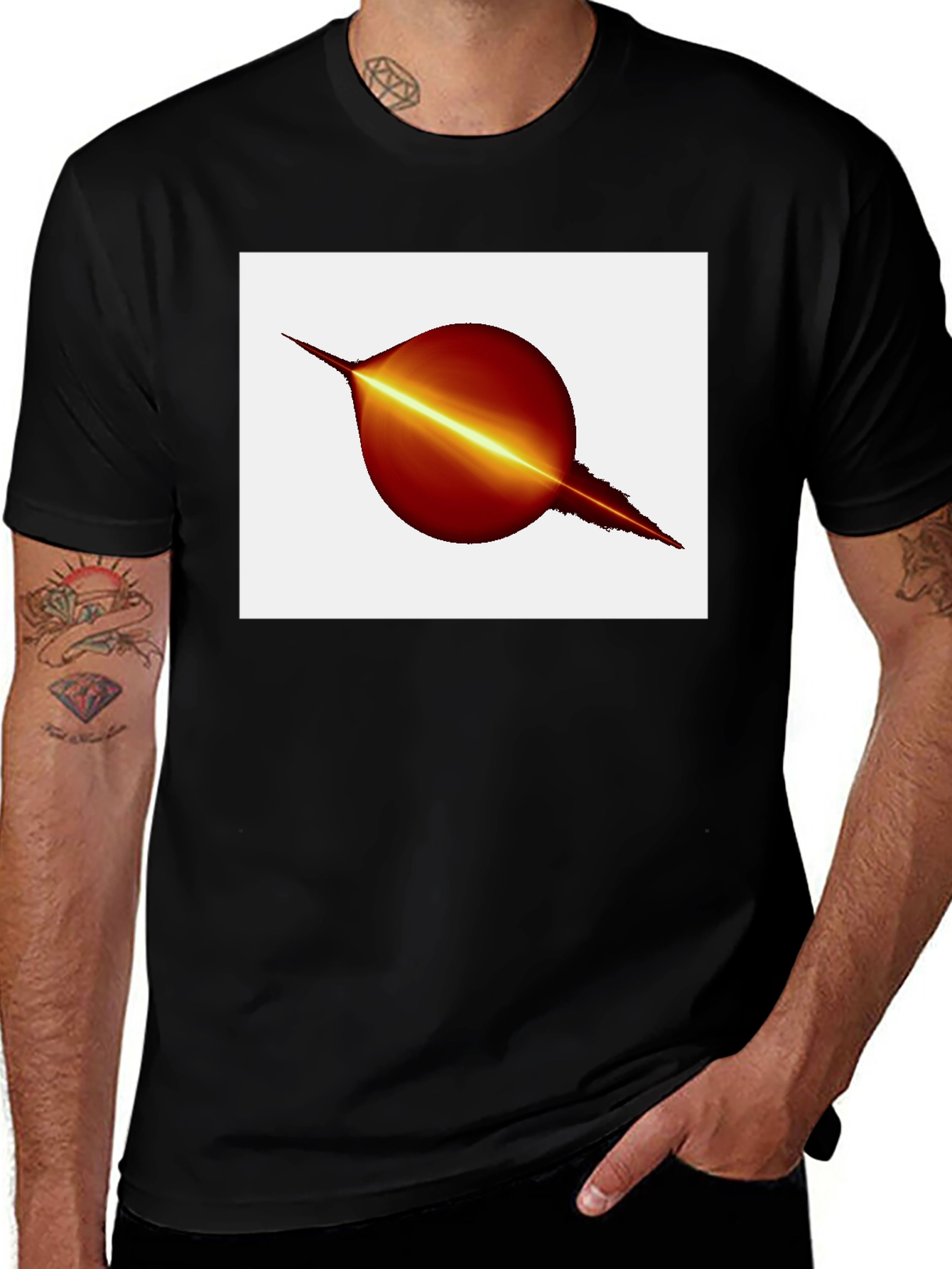 Variant 10 of Black T-Shirt with Abstract Planet Graphic