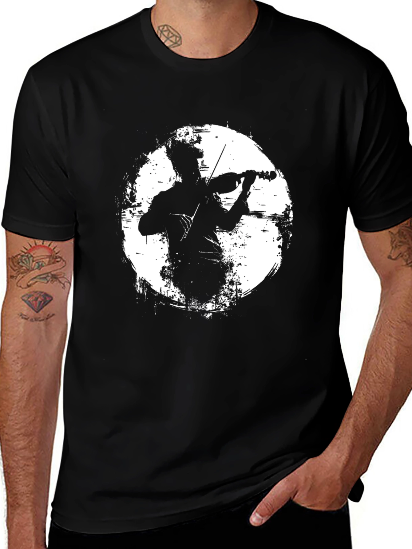 Variant 19 of Musician Silhouette Tee - Black Graphic T-Shirt