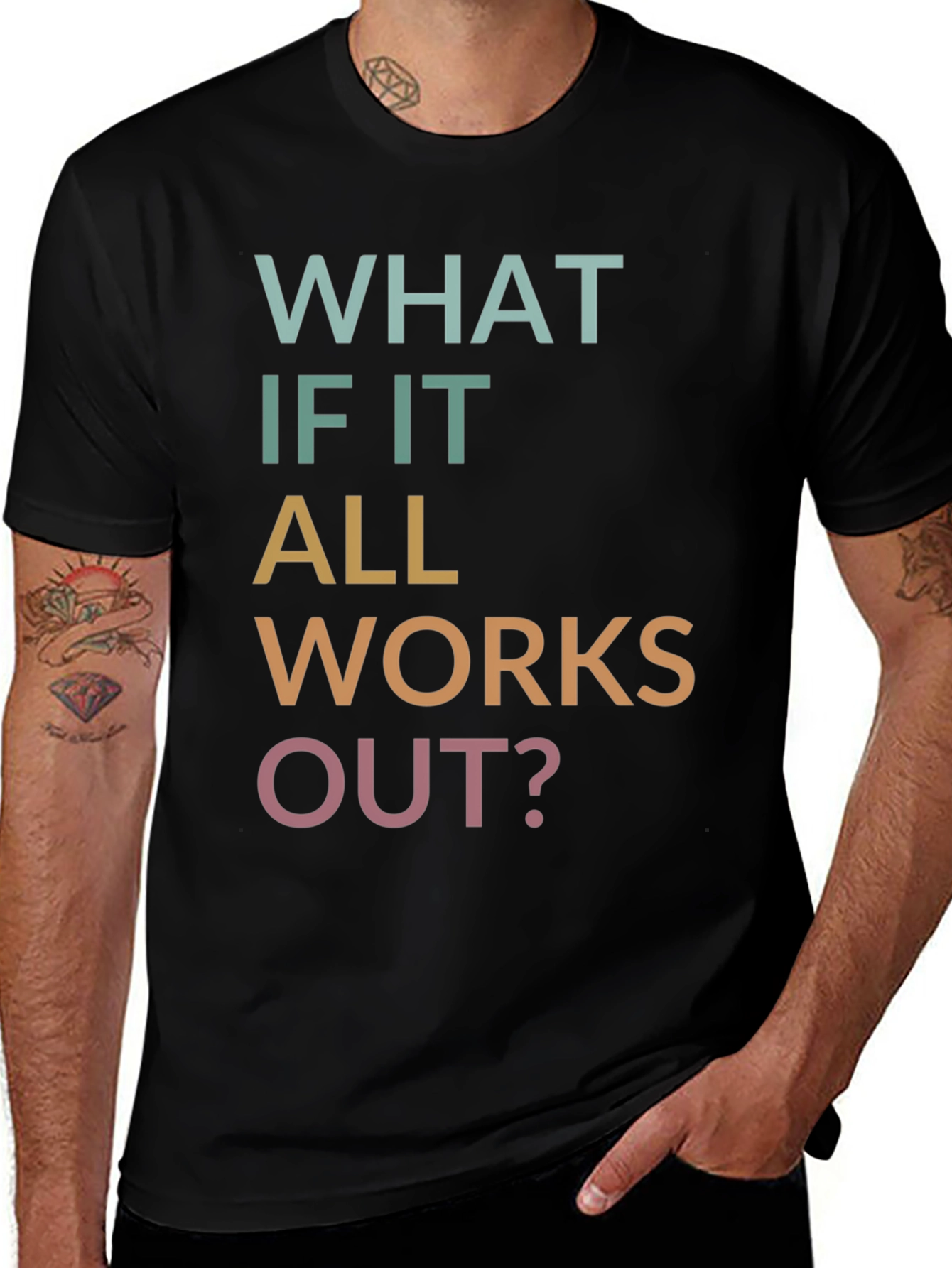 Variant 14 of Motivational Graphic T-Shirt - 'What If It All Works Out?'