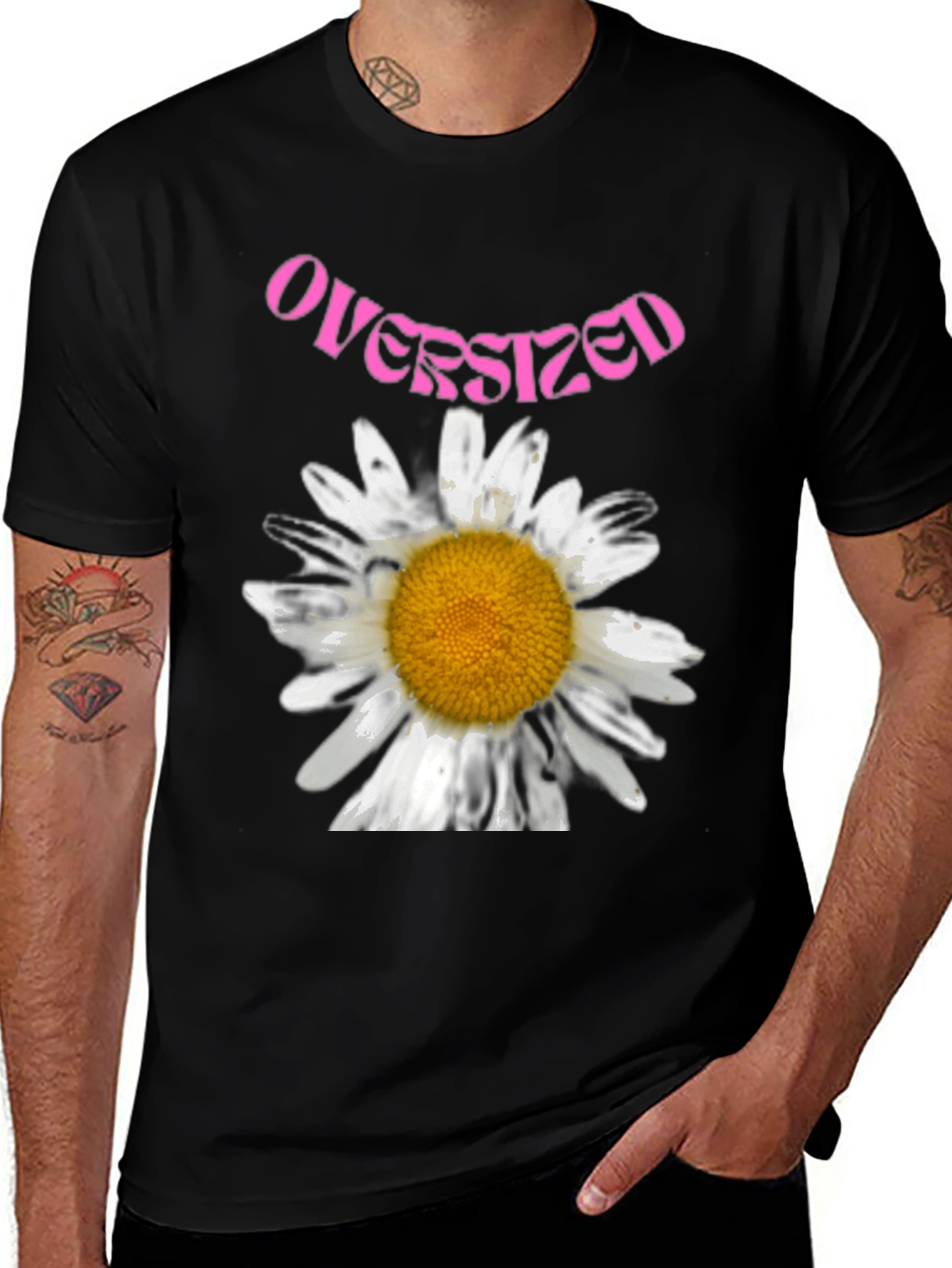Variant 9 of Oversized Daisy Graphic Print Crew Neck T-Shirt