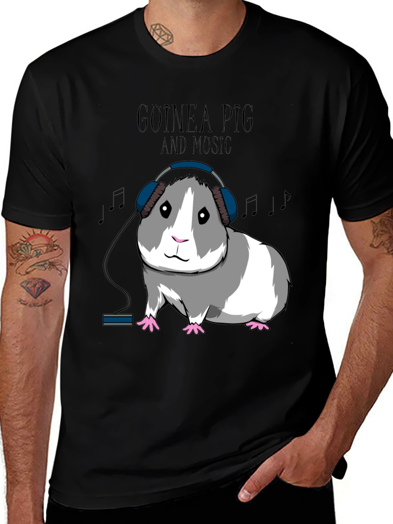 Black Guinea Pig Music T-Shirt main image