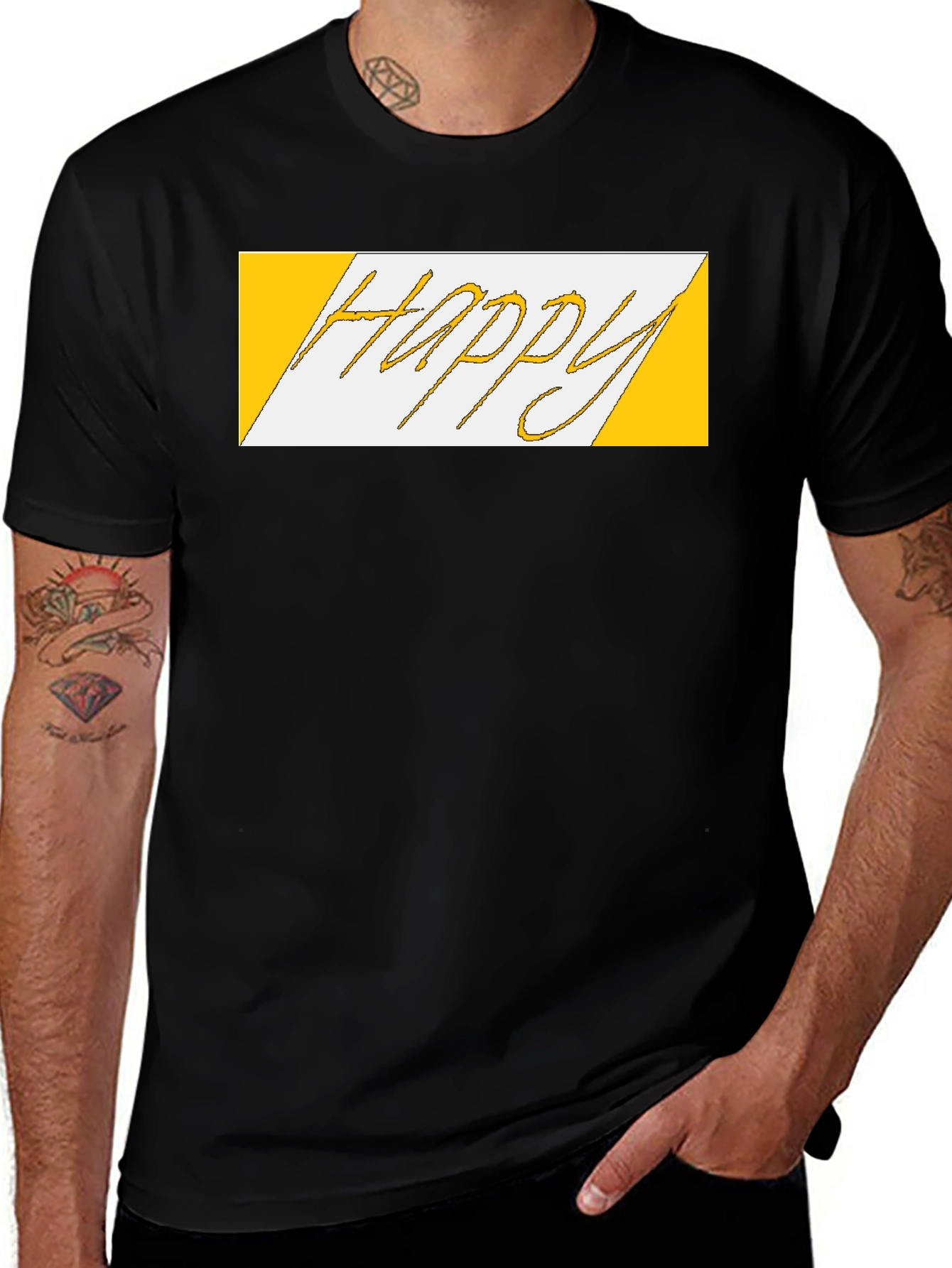 Variant 13 of Happy Graphic Print Black T-Shirt