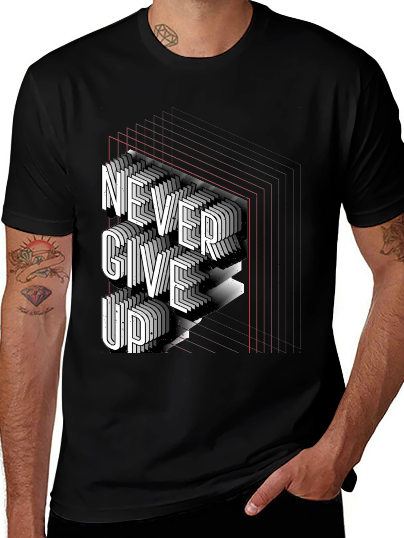 Variant 28 of Never Give Up Graphic Tee - Stylish Motivation