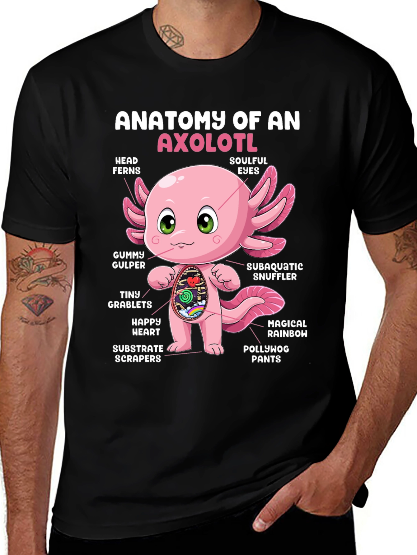 Variant 19 of Anatomy of an Axolotl Black T-Shirt