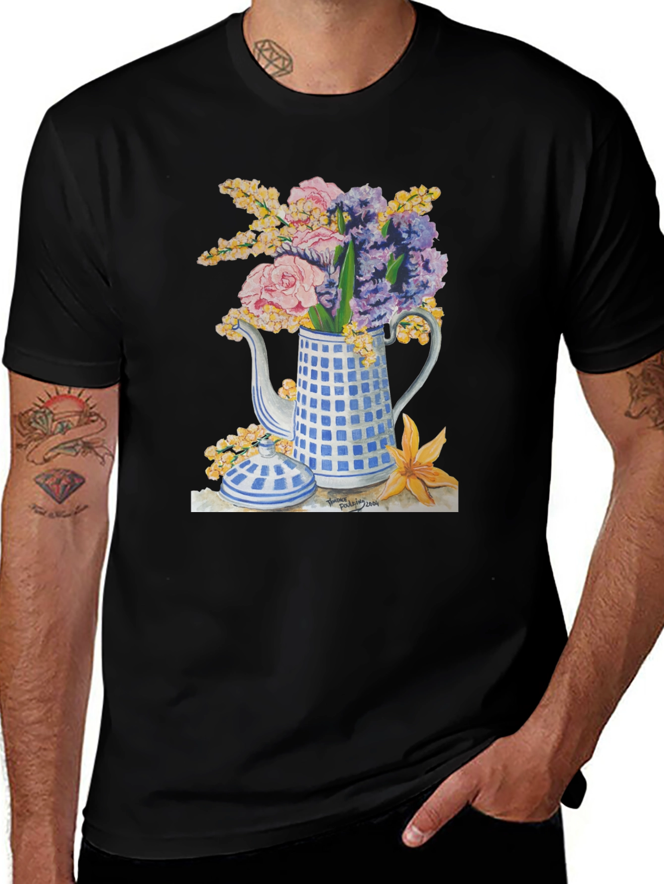 Variant 17 of Floral Teapot Graphic T-Shirt - Stylish & Unique Design