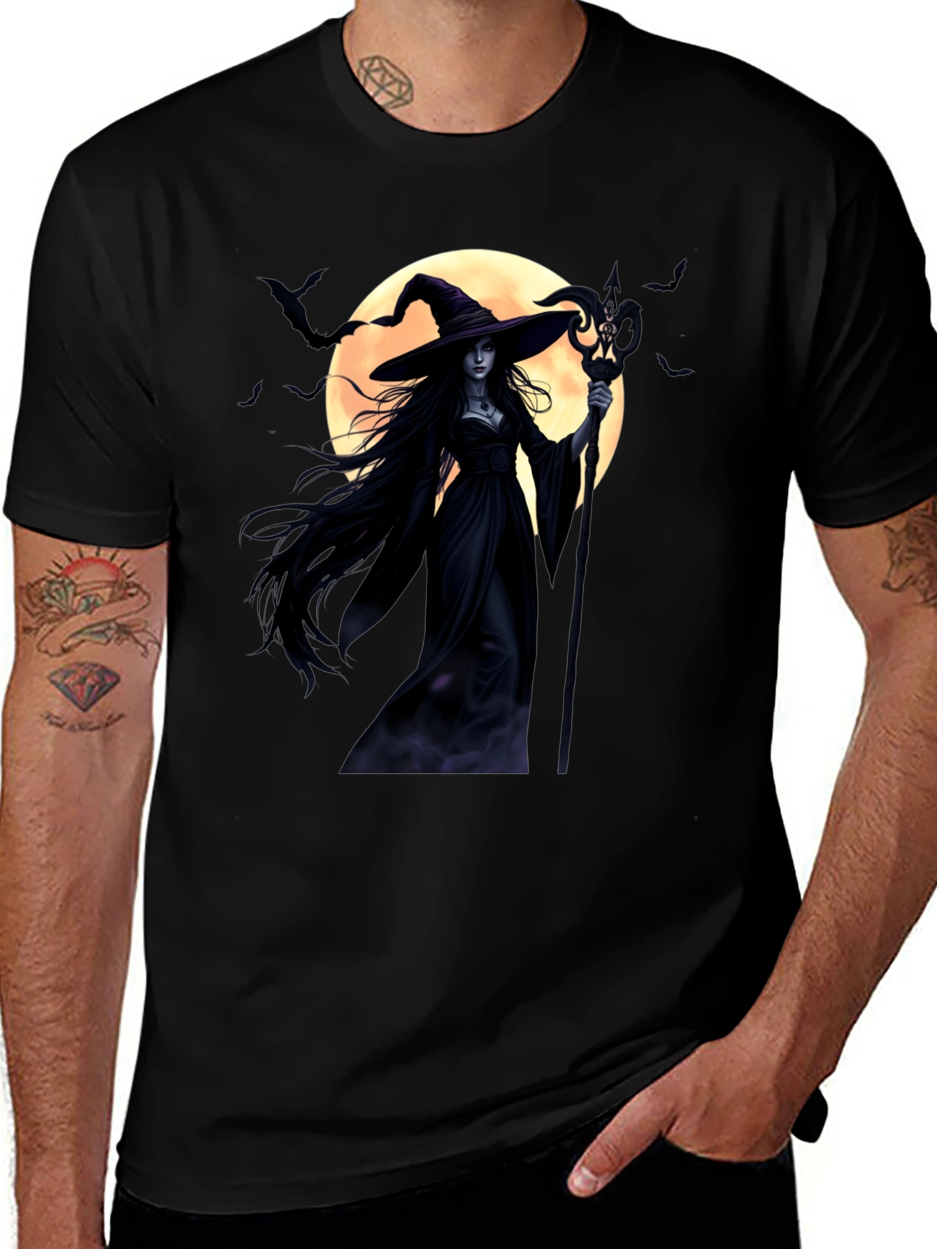 Variant 4 of Witch Graphic T-Shirt: Dark Fantasy Style
