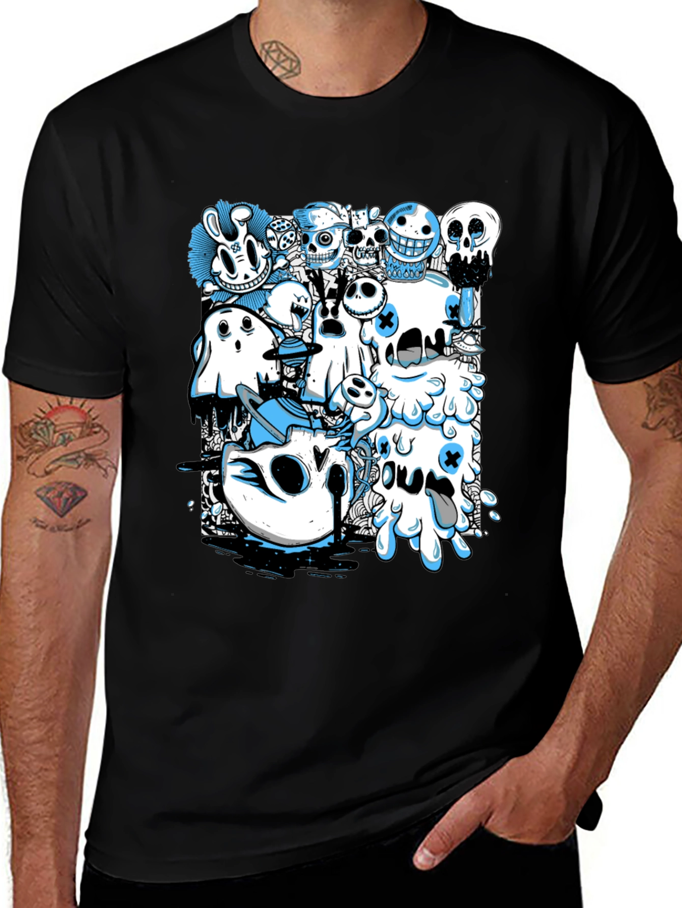Variant 27 of Skull and Ghost Graphic Print T-Shirt