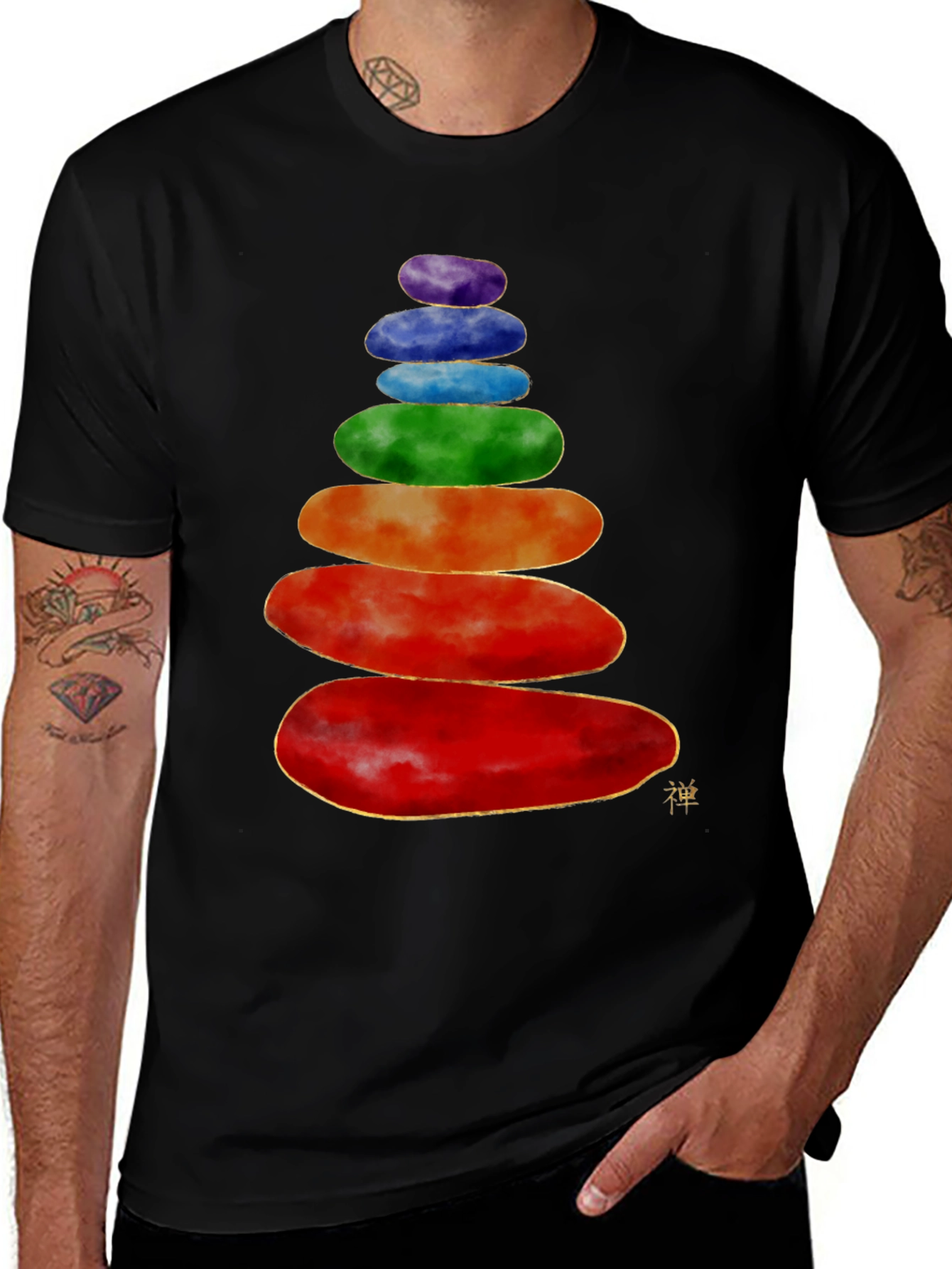 Variant 15 of Stacked Stones T-Shirt - Zen Balance Design