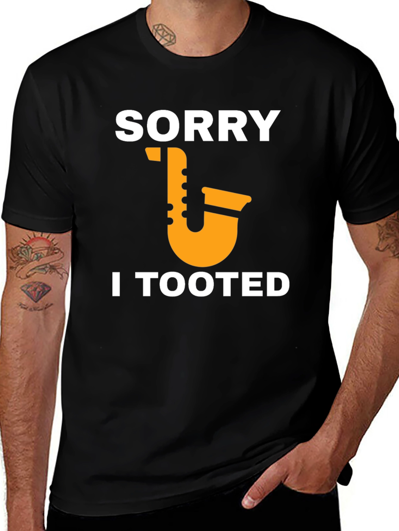 Variant 18 of Sorry I Tooted T-Shirt - Funny Saxophone Humor Tee