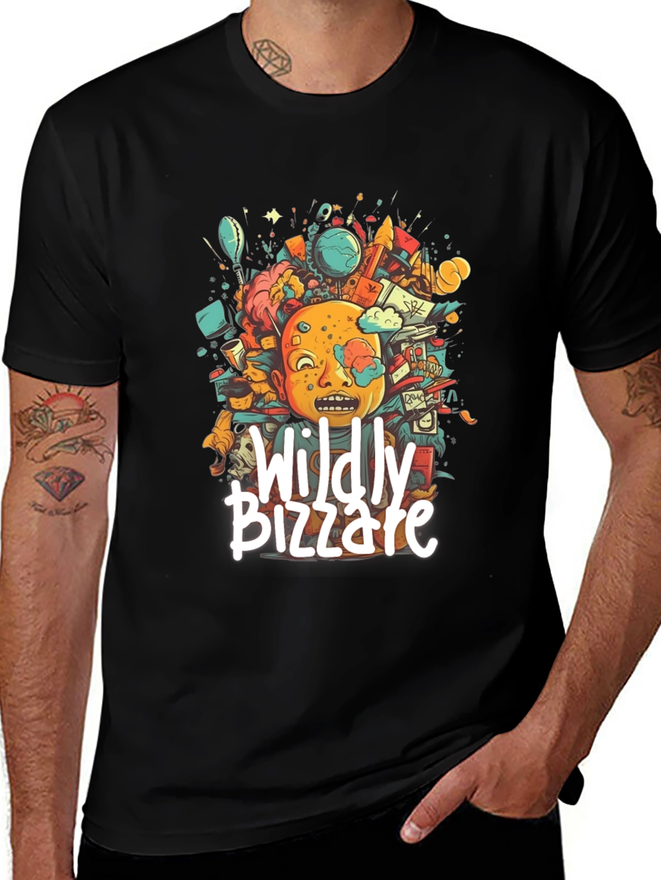Variant 21 of Wildly Bizzare Graphic Tee - Black Cotton T-Shirt