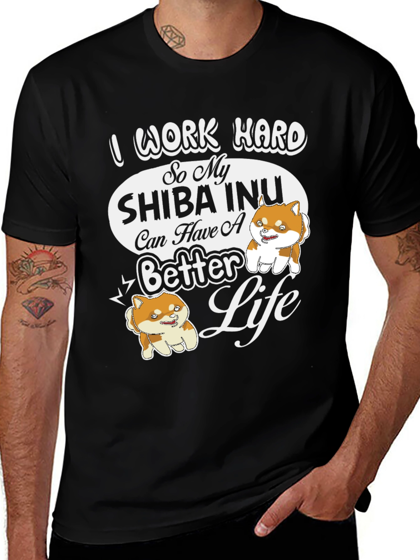 I Work Hard Shiba Inu T-Shirt