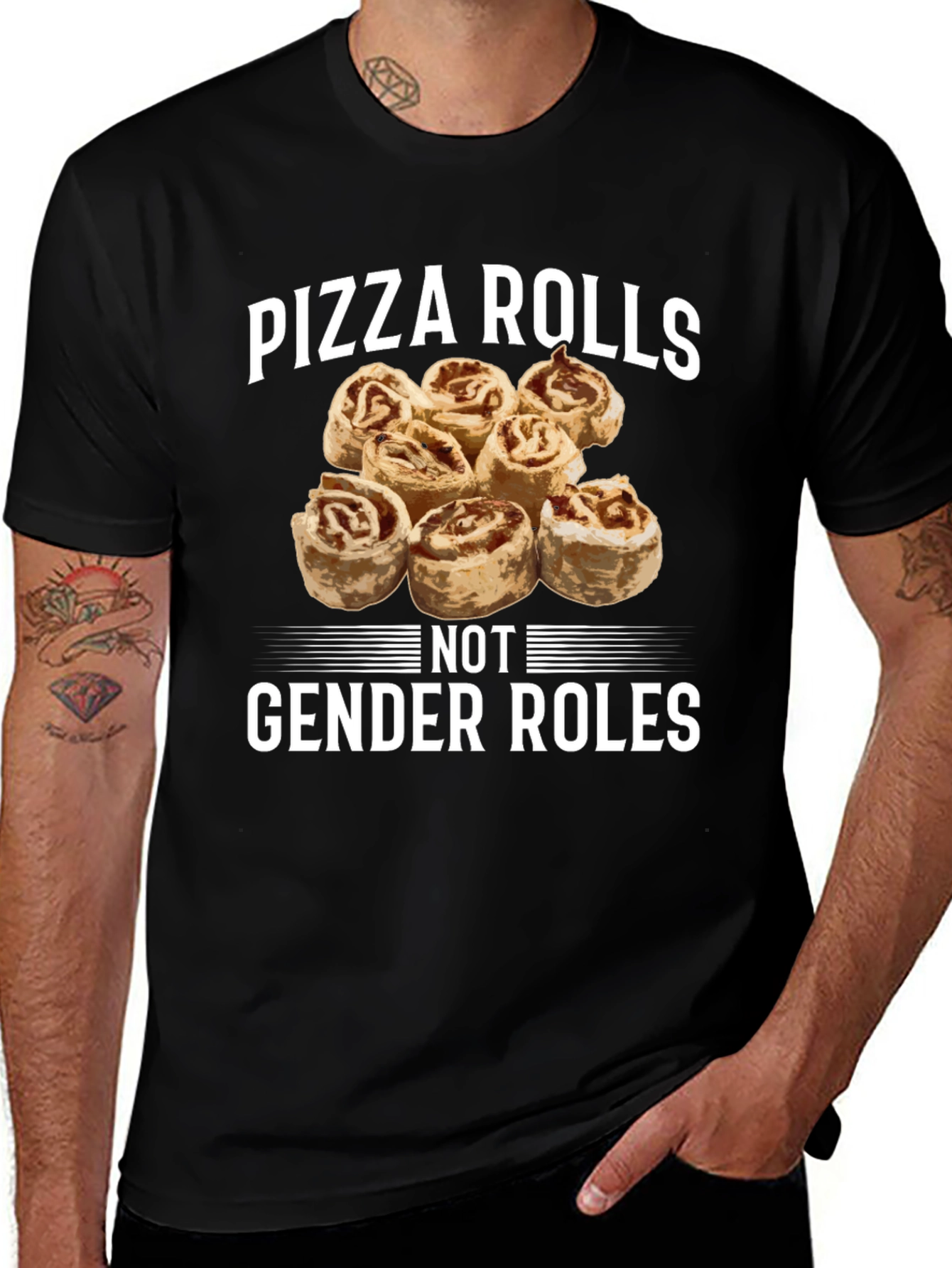 Variant 18 of Pizza Rolls, Not Gender Roles Black T-Shirt
