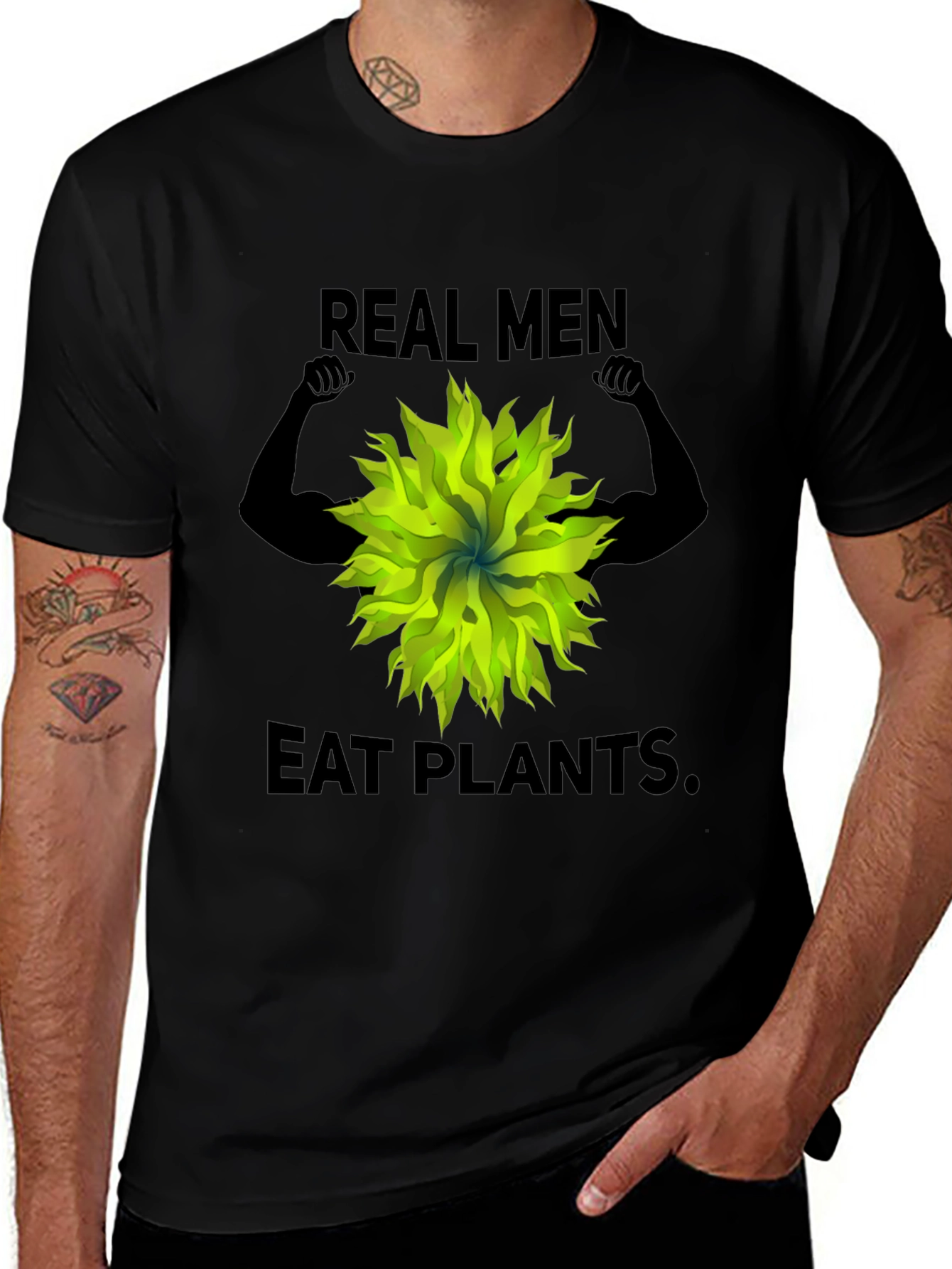 Variant 8 of Real Men Eat Plants Graphic Tee - Vegan Strong