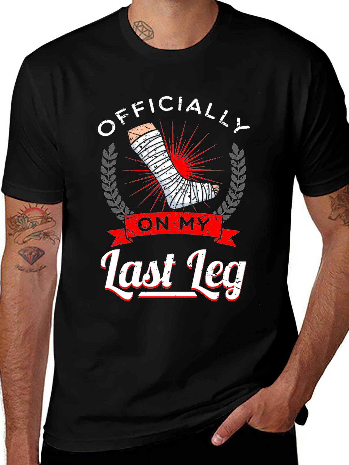 Black Officially On My Last Leg Graphic T-Shirt main image