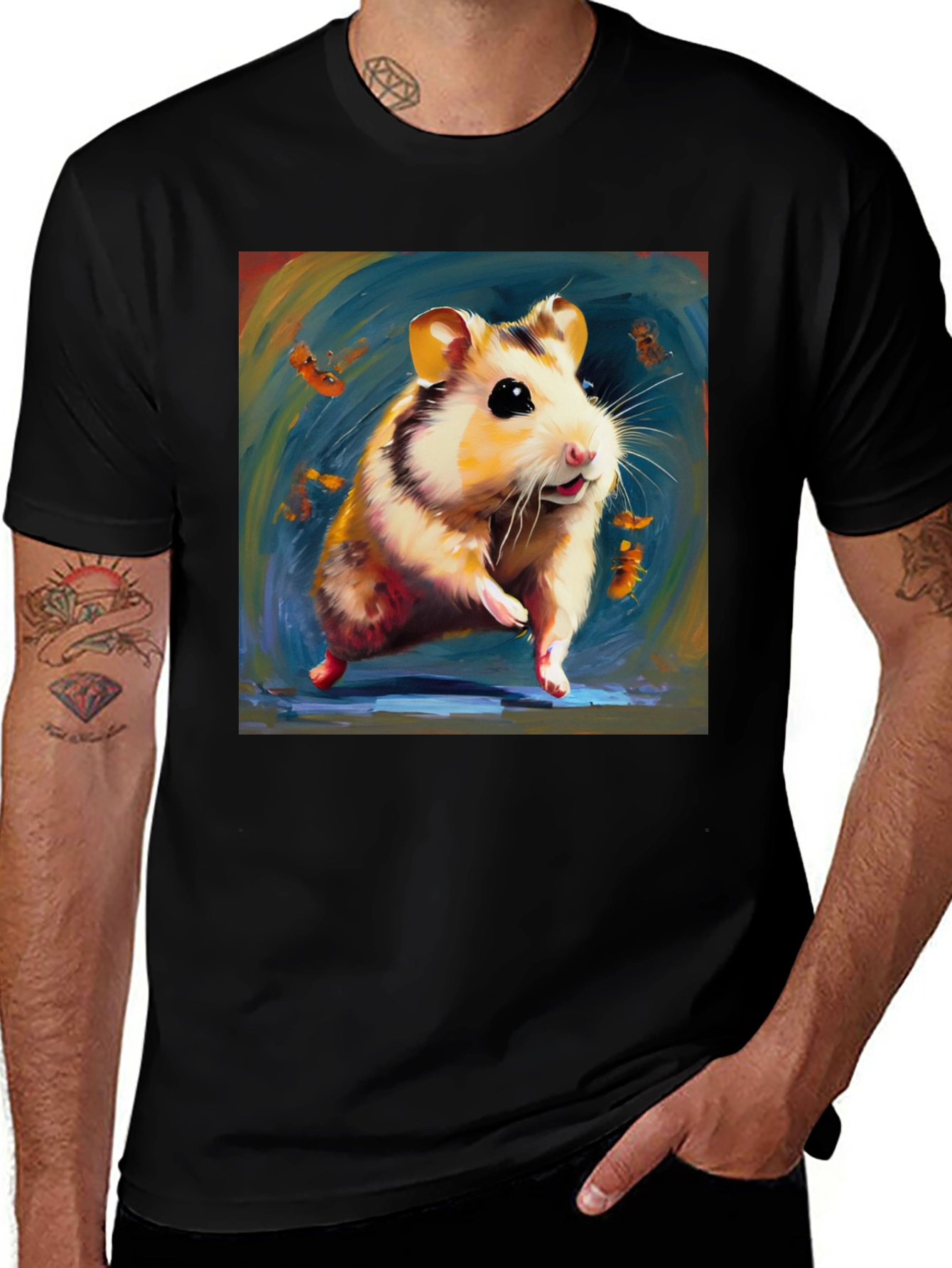Variant 6 of Hamster Graphic Black T-Shirt