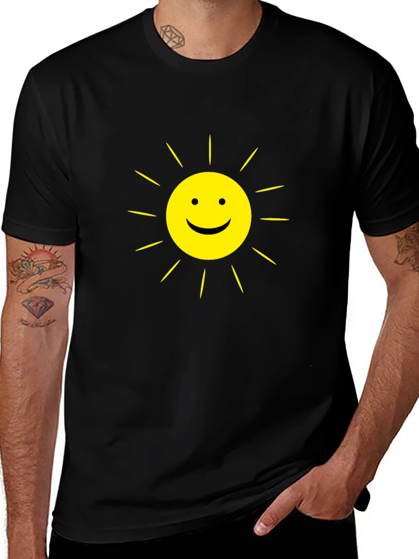 Sunny Day Graphic Tee - Classic Black Cotton T-Shirt