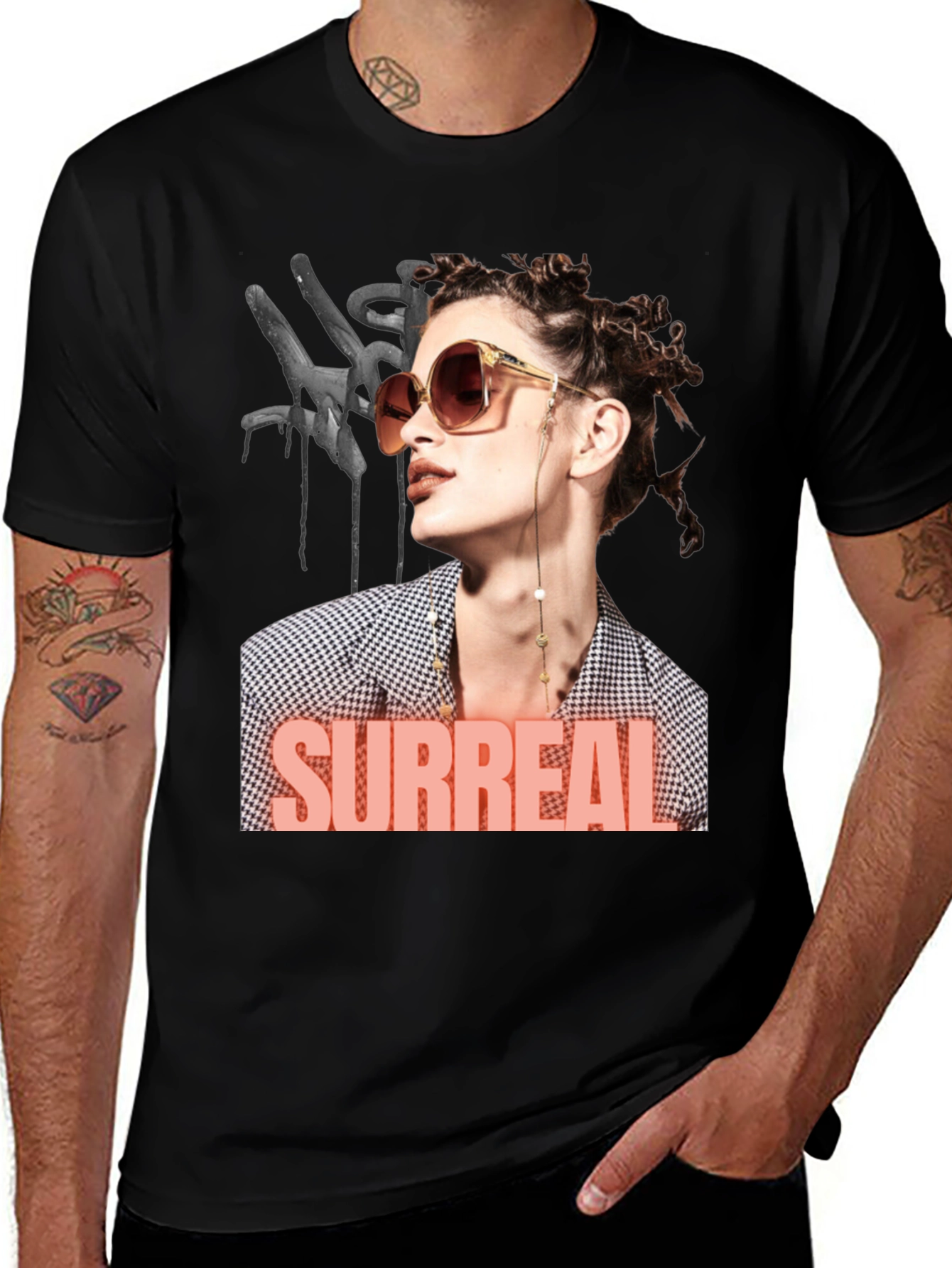 Variant 22 of Surreal Woman Graphic T-Shirt - Black
