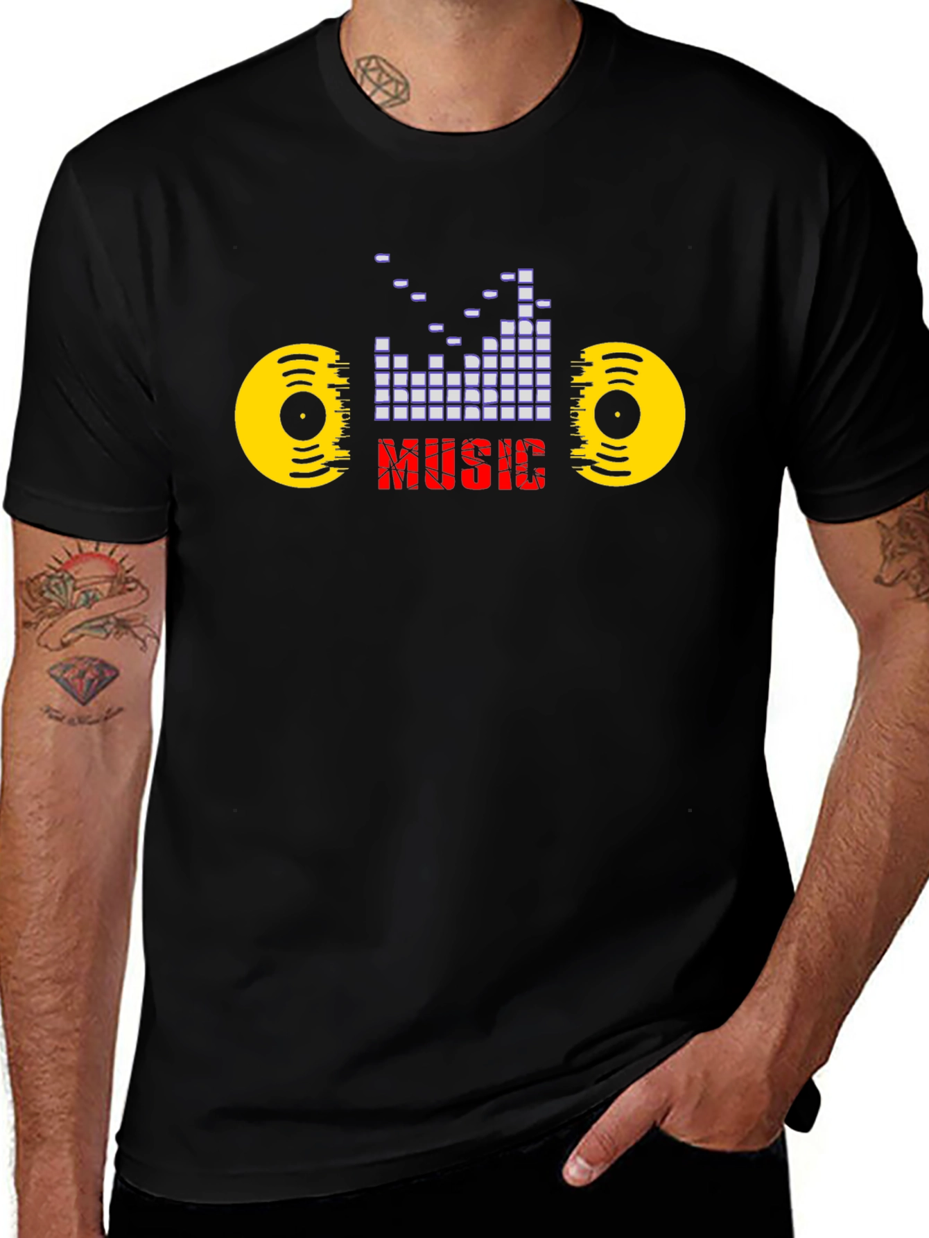 Variant 11 of Retro Music T-Shirt - Vinyl & Equalizer Design