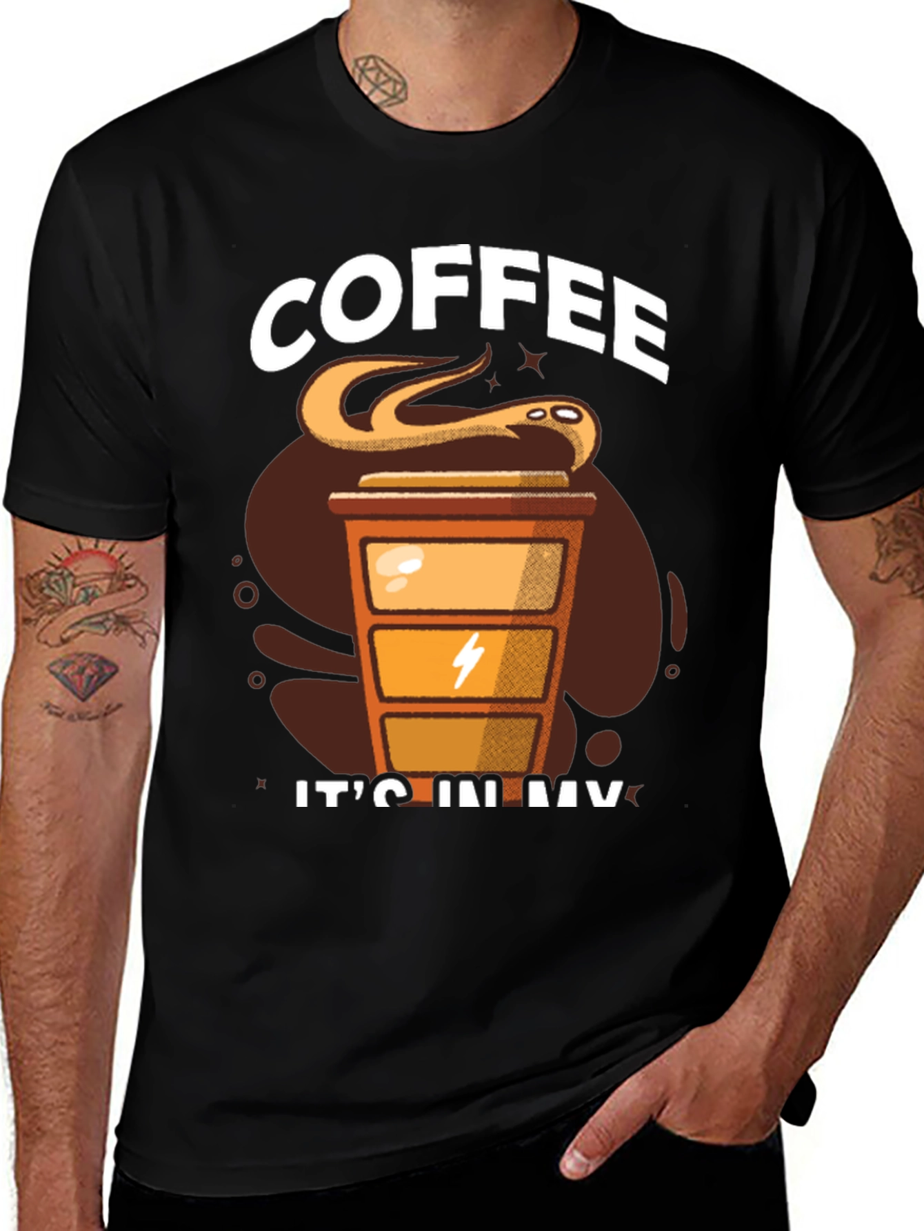 Variant 7 of Coffee Snake T-Shirt - 'It's In My Veins' Design